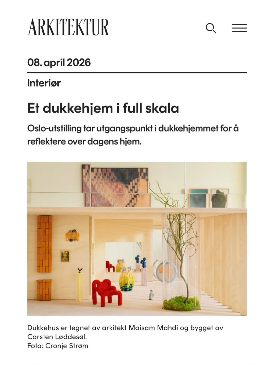 Grateful to be featured in @arkitektur_no 

A sincere thank you to the editorial team for the beautifully written and thoughtful article. 

It feels like a true honor to have the exhibition presented on a platform that plays such an important role in