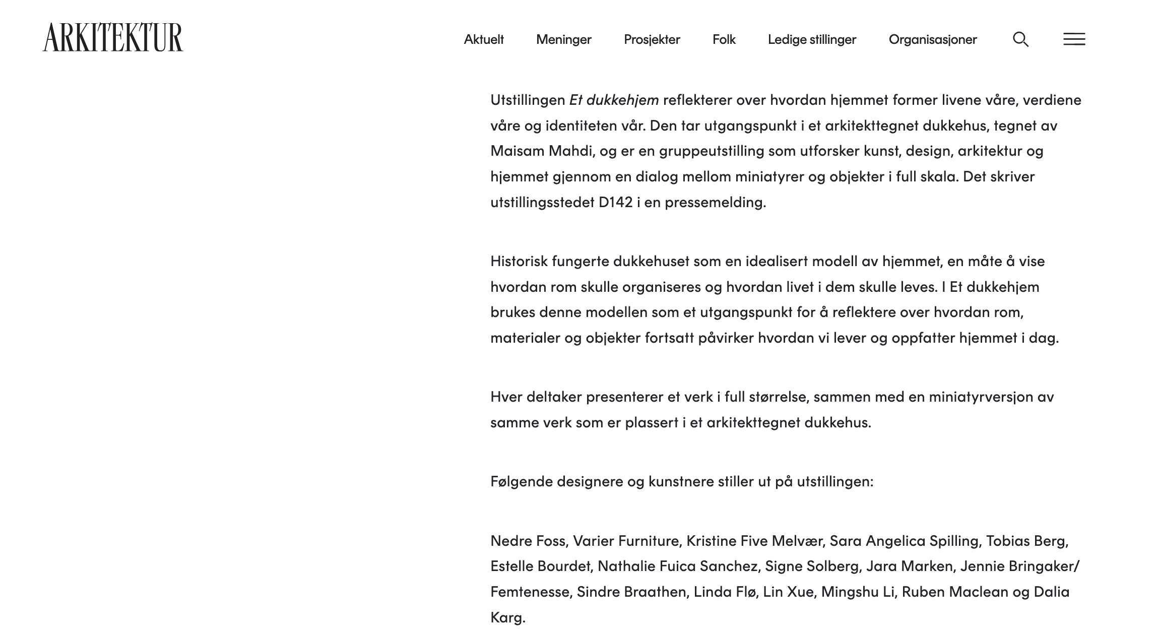 Arkitektur.no - D142 - Et Dukkehjem - Gallery - Exhibition - Architecture 