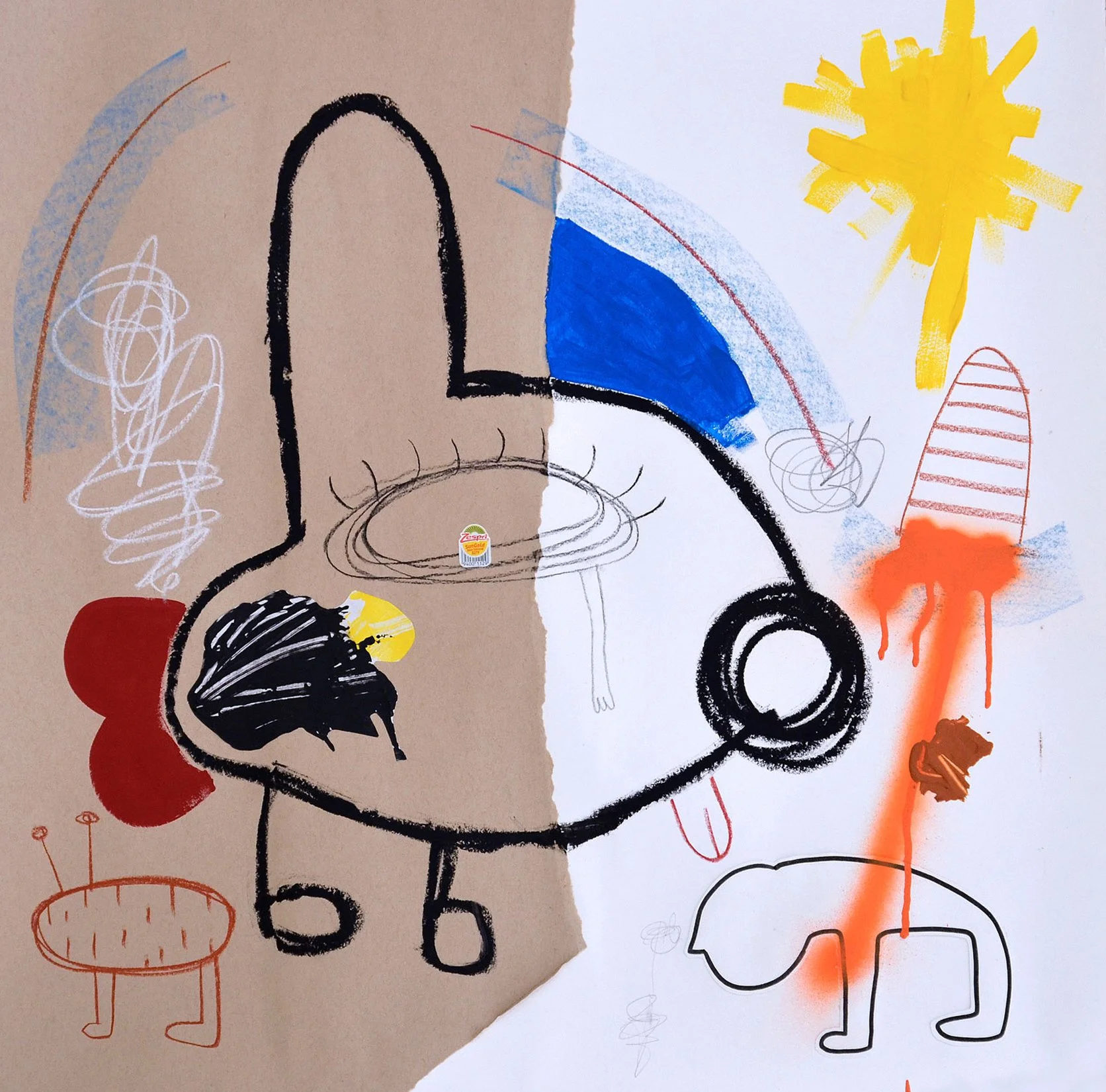 Myopia Polo, 2018, mixed media and collage on paper — 61 x 61cm. 