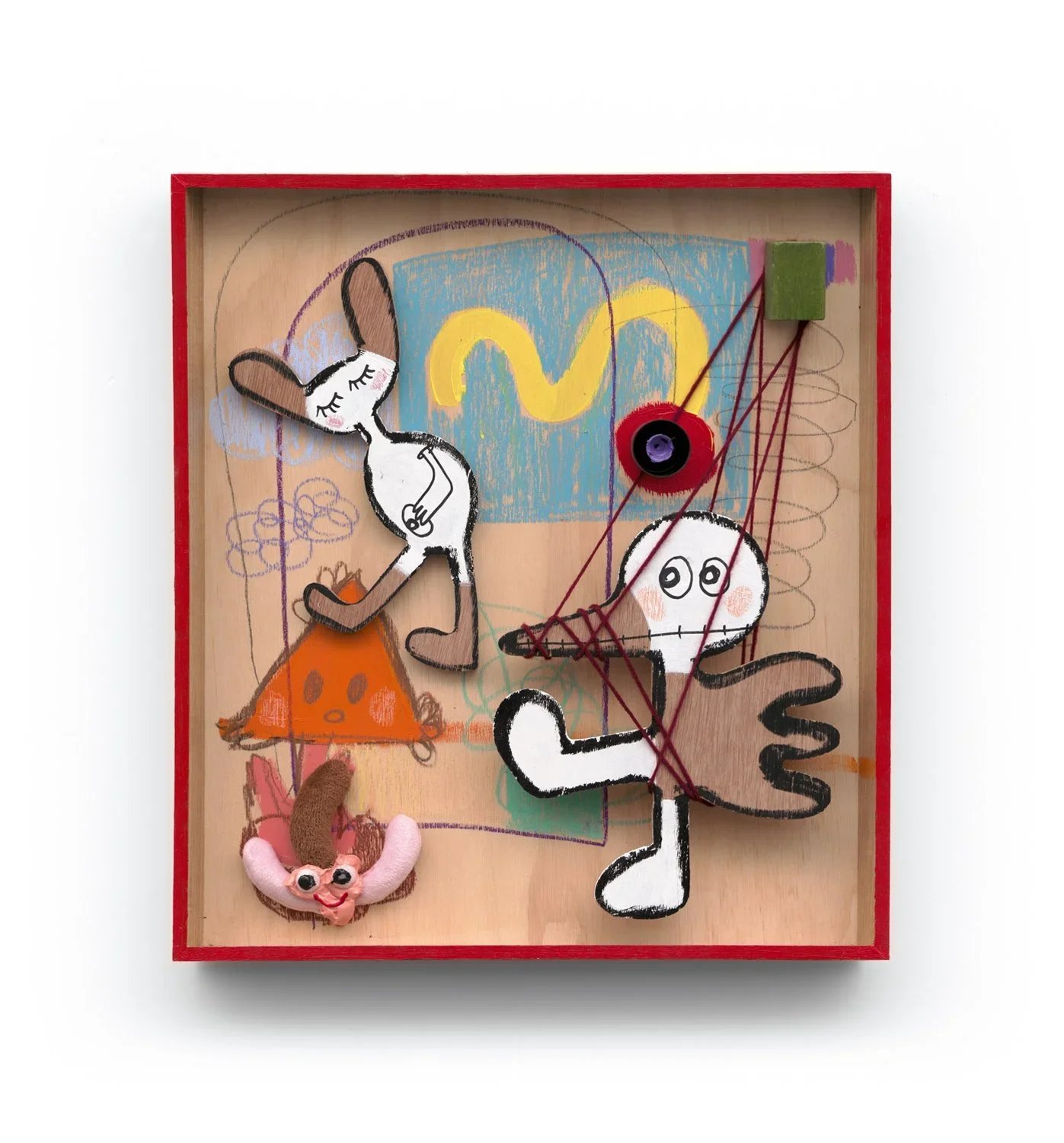 Danse Macabre, 2023, mixed media and collage in handmade wooden box — 45cm x 40cm. 
