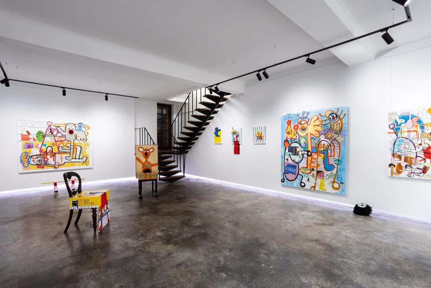 Installation view of "Finding Mikey" (2022) at Sarah Birtles Art, Sydney, Australia