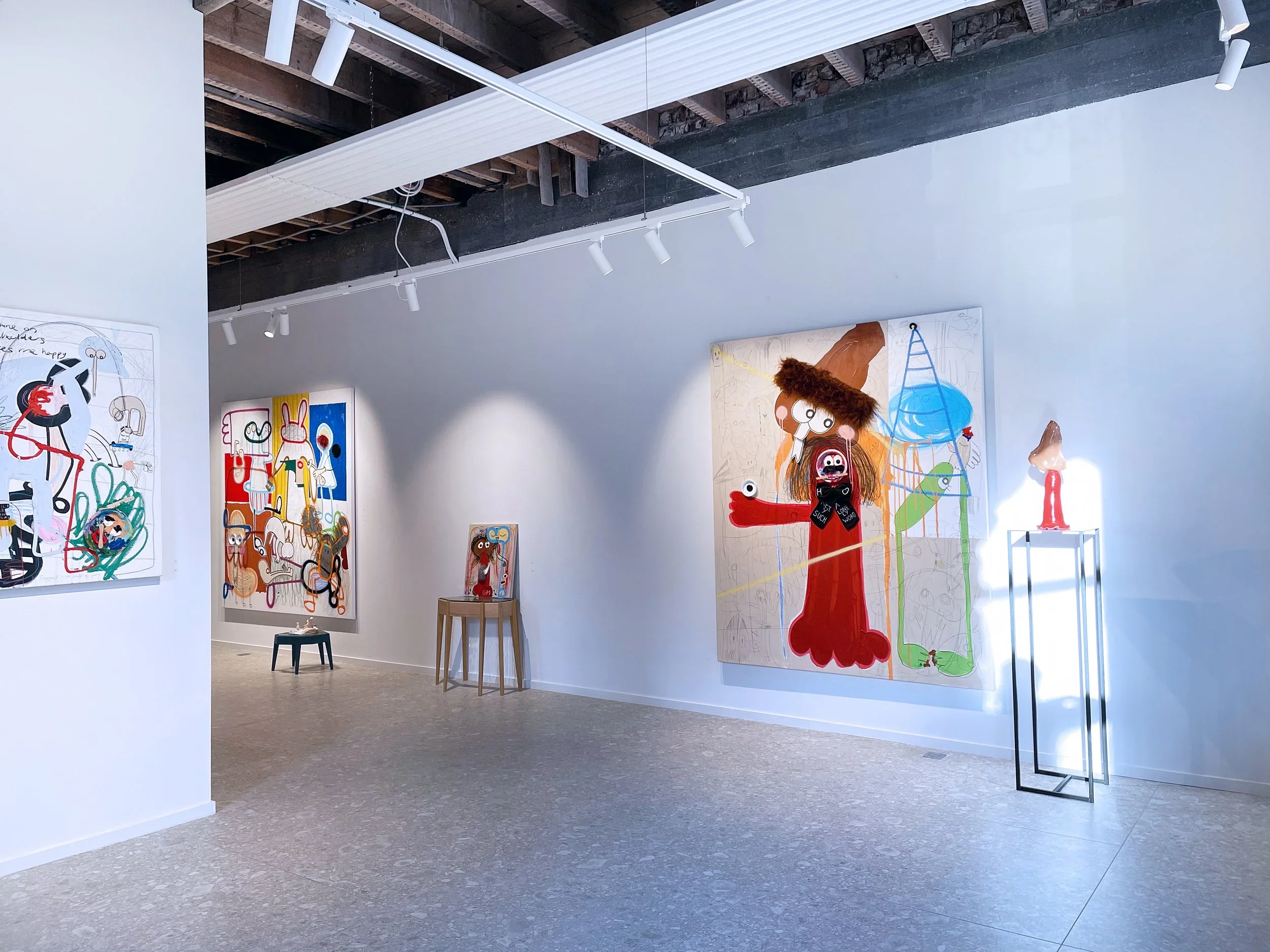 Installation view of "Two residencies and a Teapot" (2024), at Frock Gallery, Leper, Belgium
