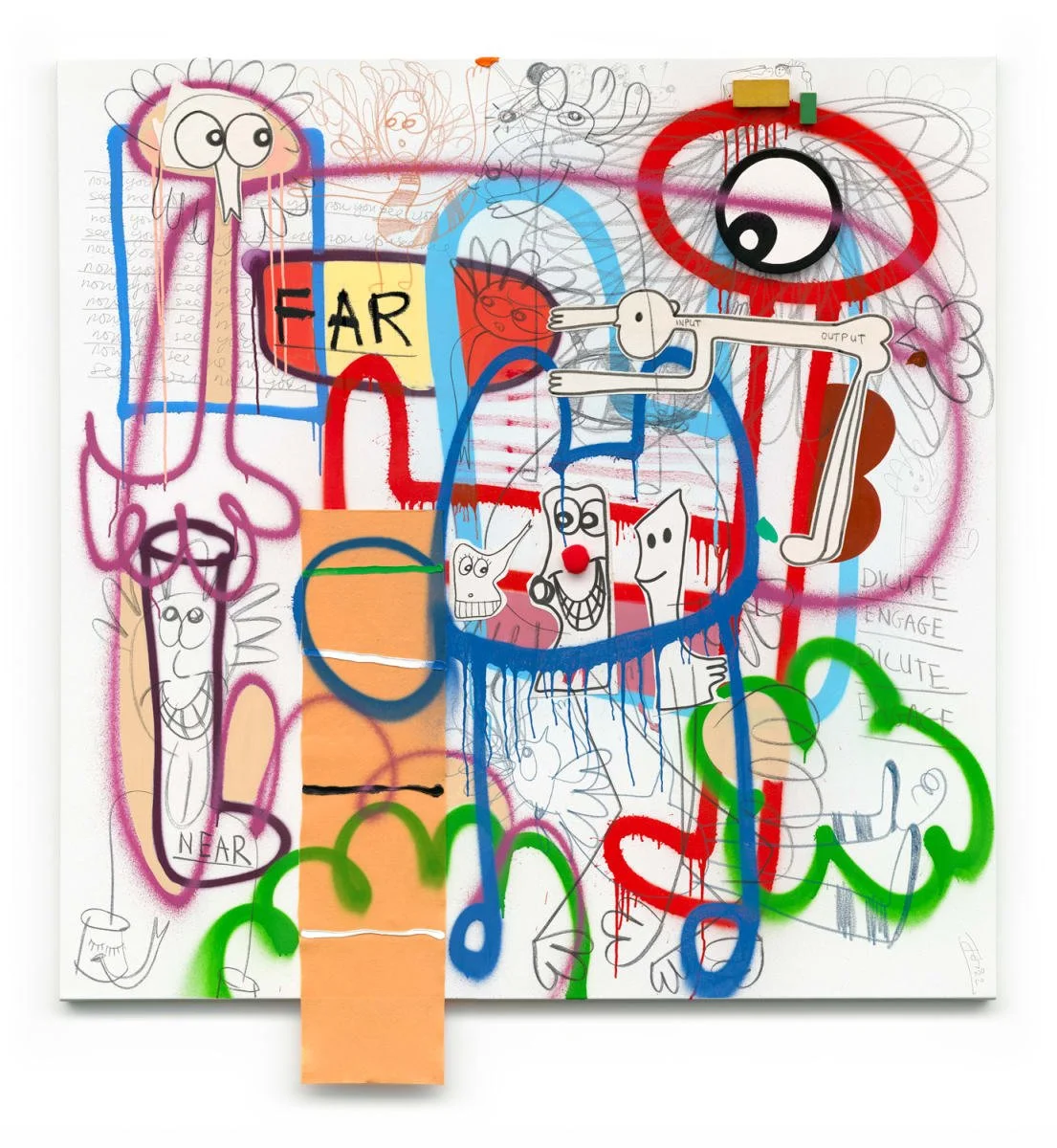 Welcome Mat, 2022, mixed media and collage on canvas — 150 x 150cm. 