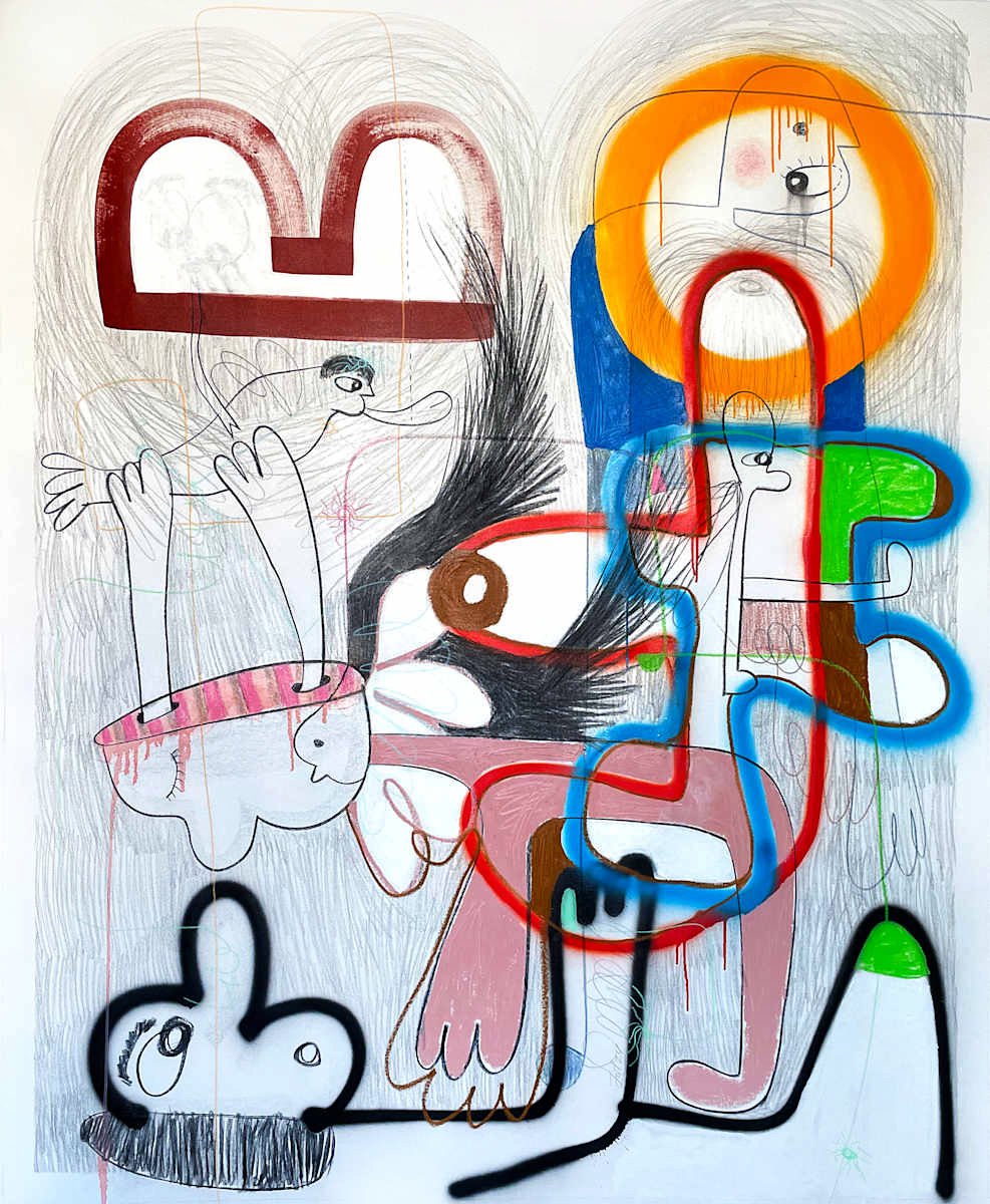 Wing Sightings, 2024. Mixed media on canvas — 183 x 152 cm. 