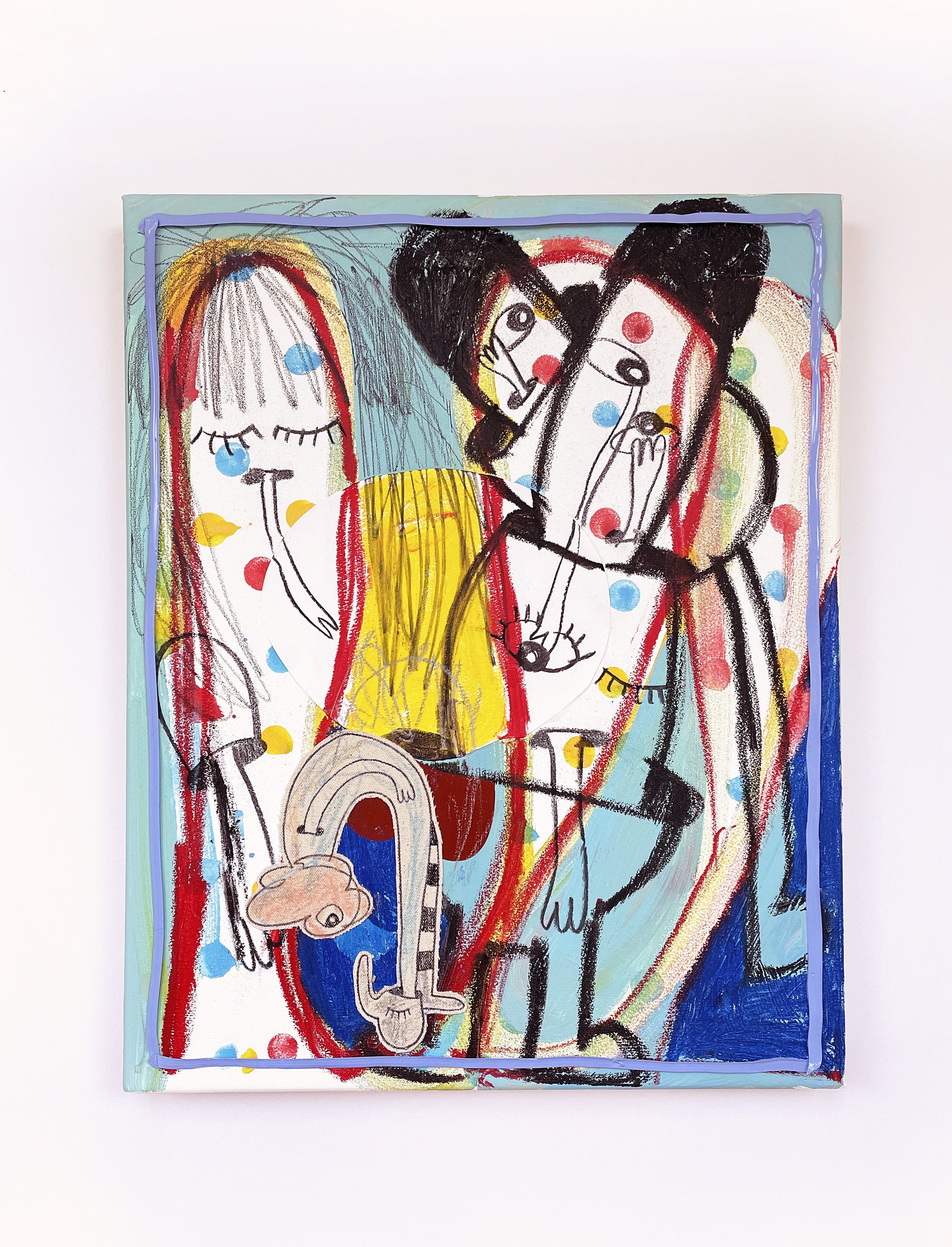 Diluting Delusion, 2023, Mixed media and collage on canvas — 50 x 40cm. 