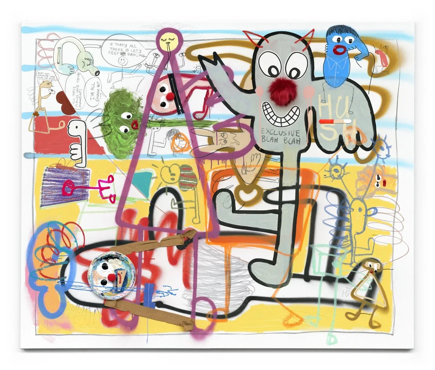 The Carnival of The Animals (Finding Mikey), 2021-2022, Mixed media on canvas — 152 x 183cm. 