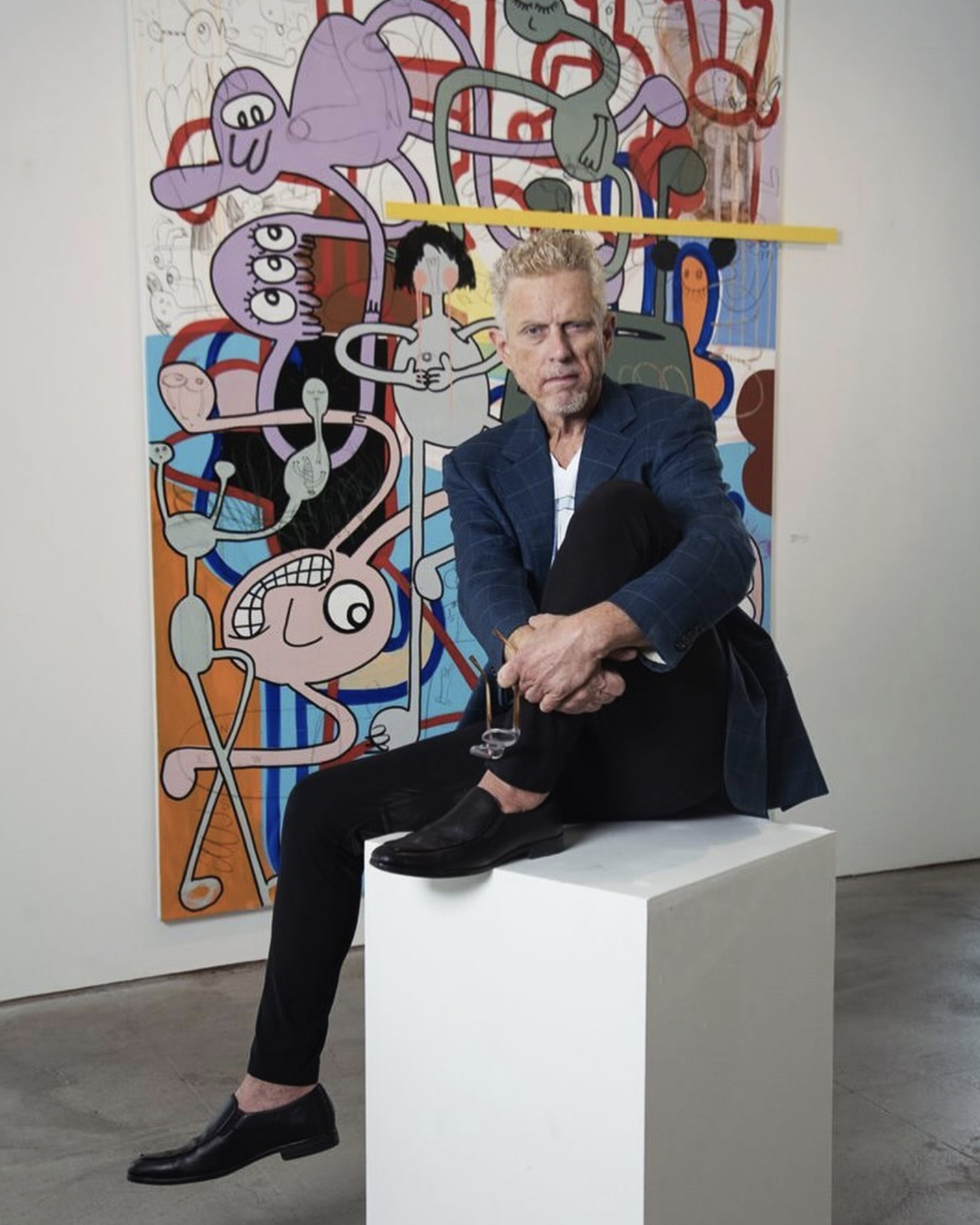Alan Avery from Alan Avery Art Company, Atlanta, USA with painting "Flatulence From Four Angles", 2022, Mixed media and collage on canvas — 240 x 183 cm. 