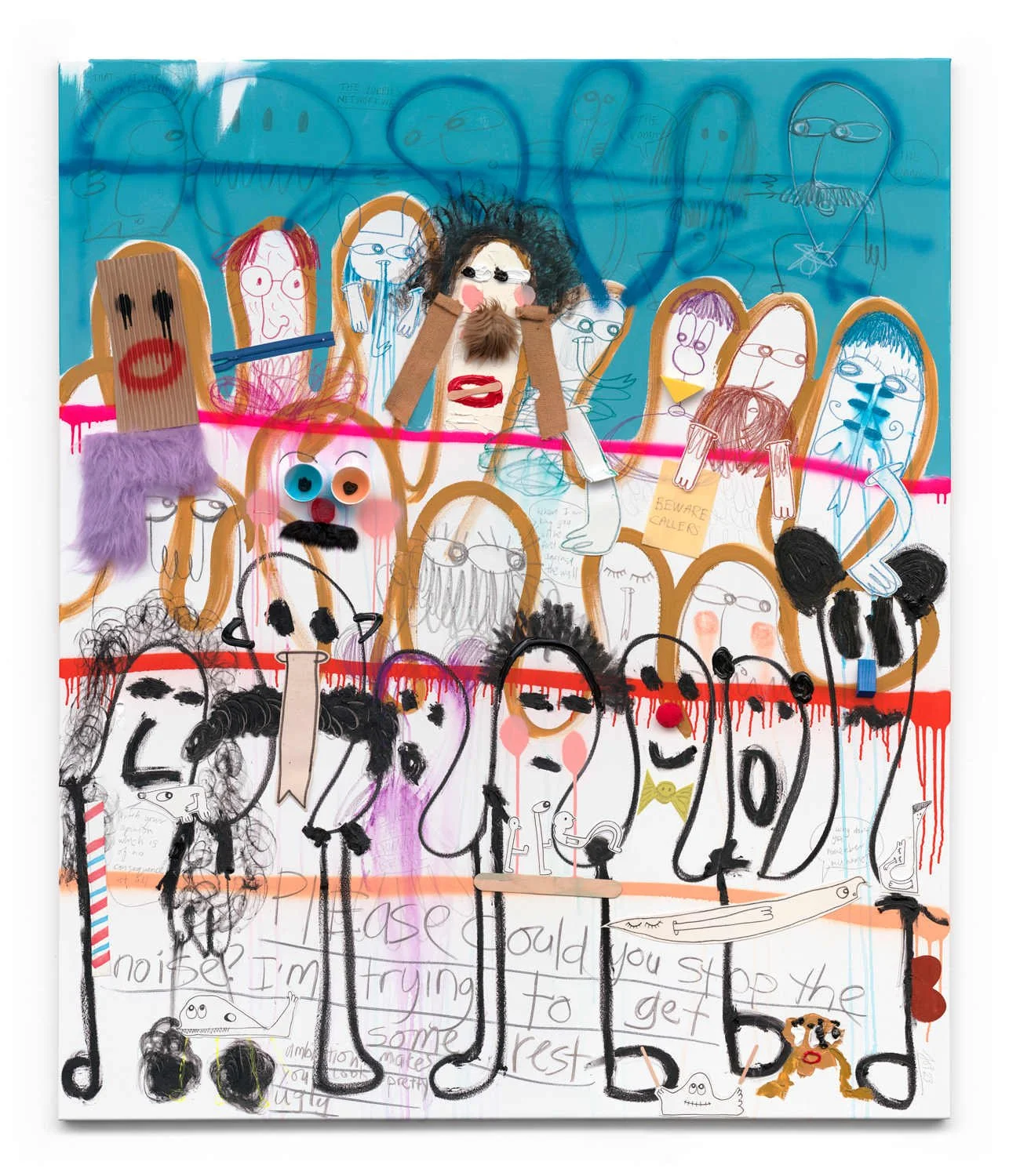 Unborn Chicken Voices, 2023, Mixed media and collage on canvas — 183 x 152cm. 