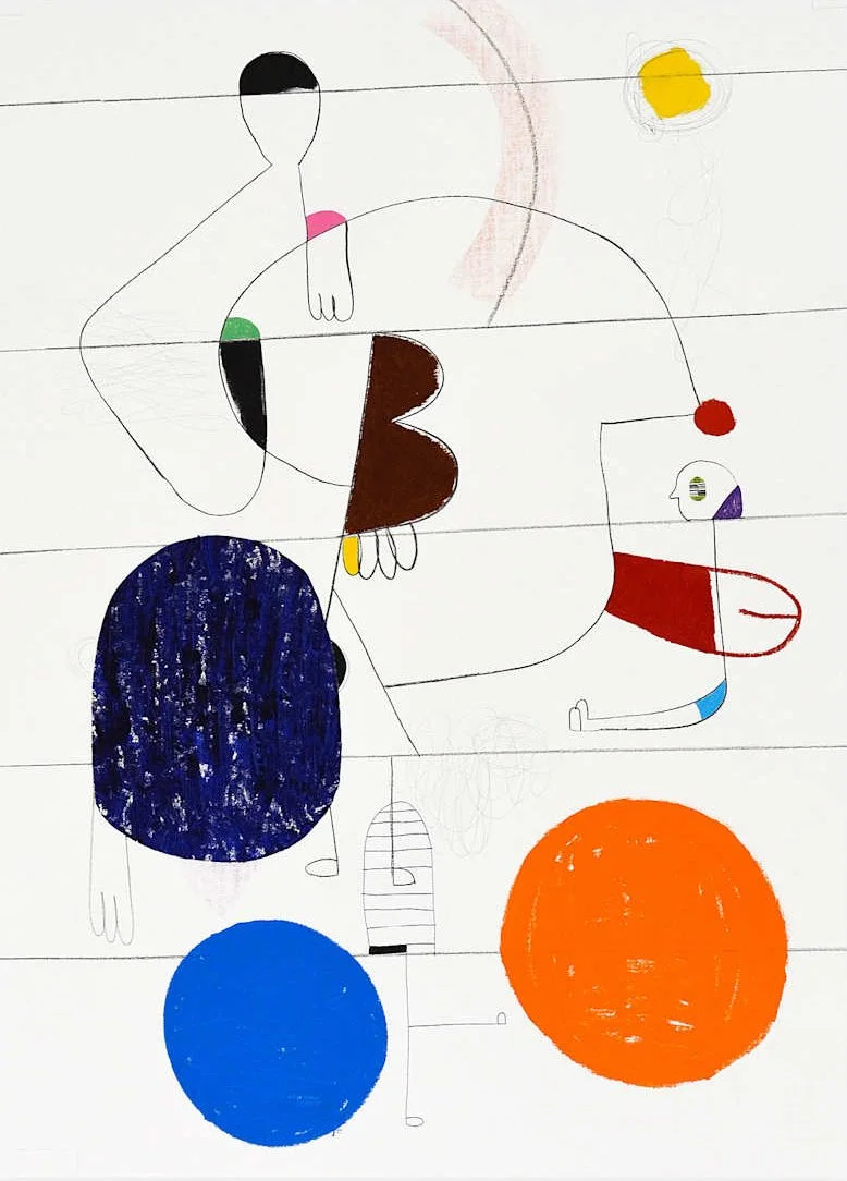 Goals and Slopes, 2018. Mixed media and collage on canvas — 100 x 70 cm