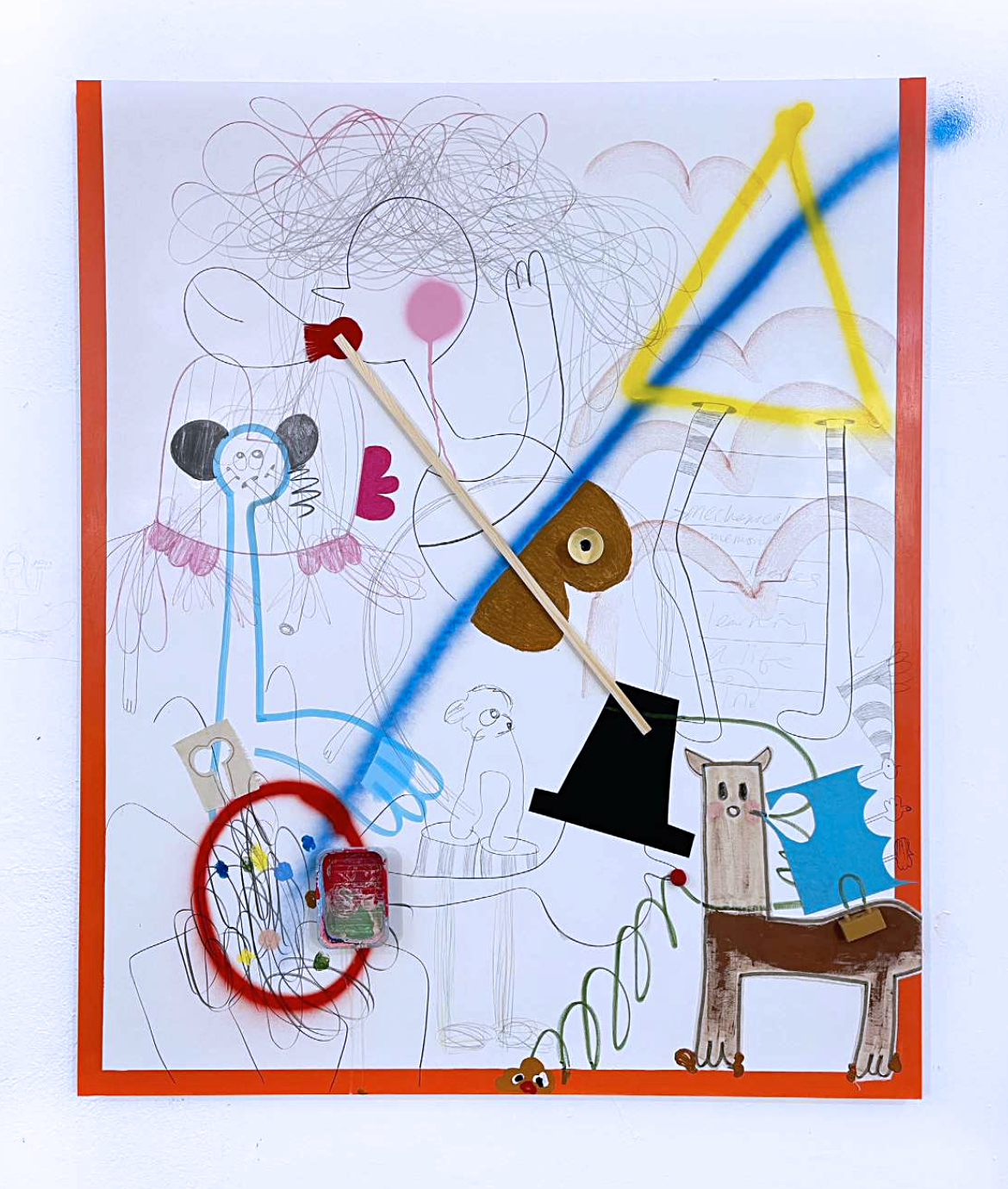 Yeguada Weighing Station, 2023. Mixed media and collage on canvas — 185 x 155 cm. 