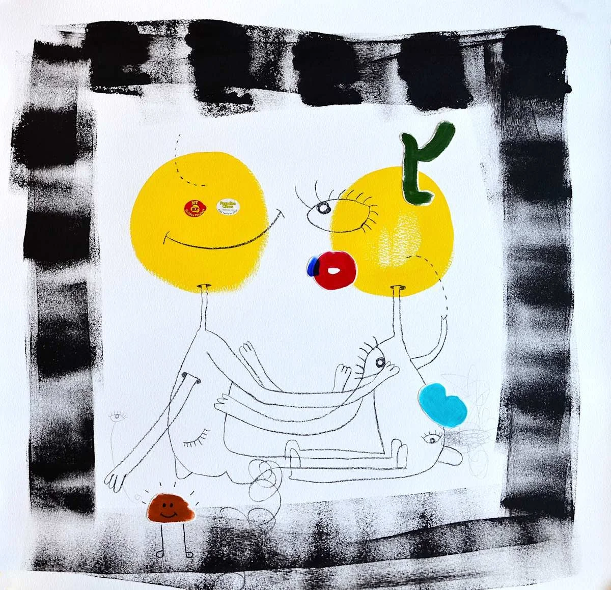 Smell The Roses, 2018, mixed media and collage on paper — 61 x 61cm. 