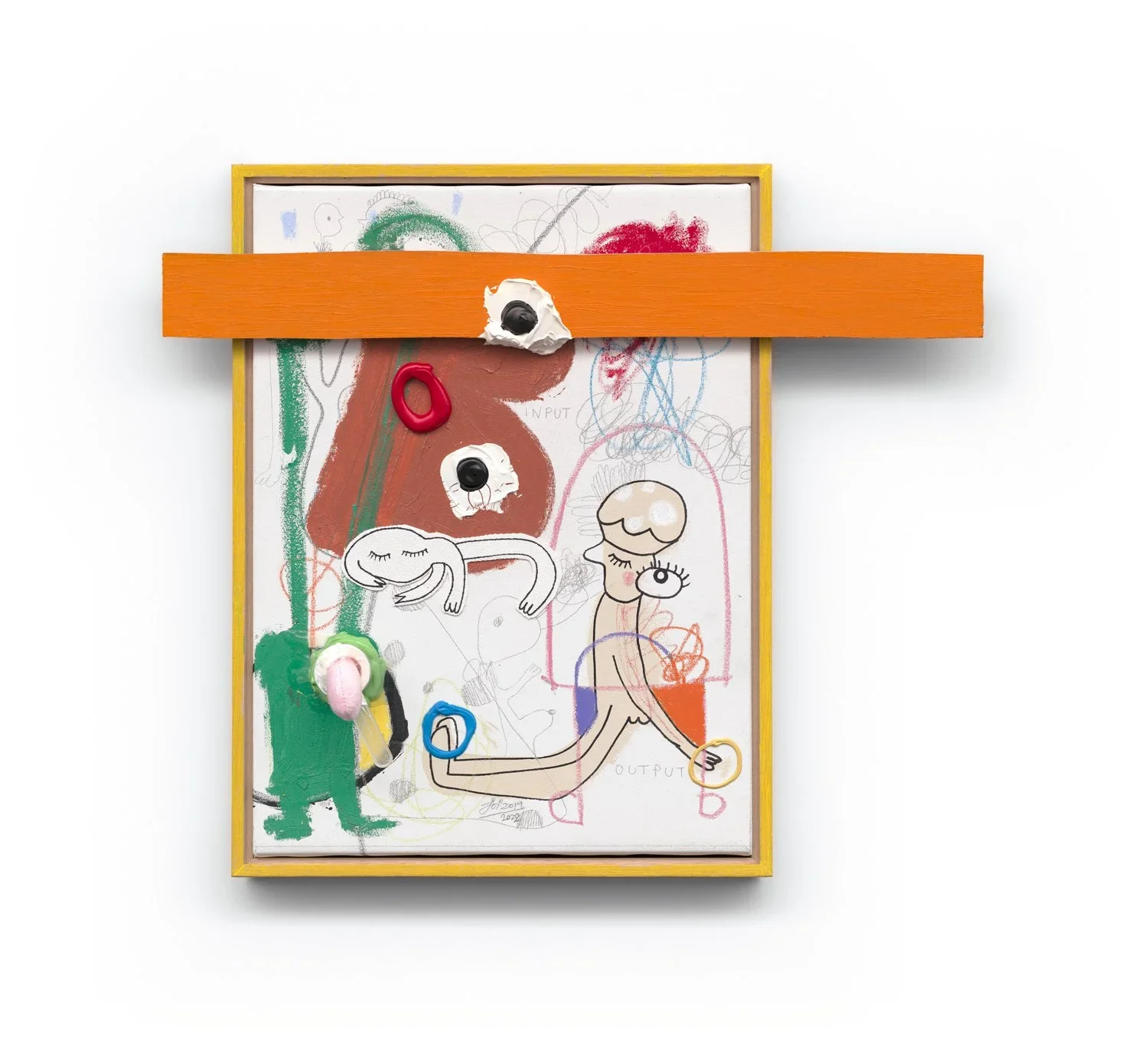 Learning Without Shoes, 2019-2022, mixed media and collage on canvas — 33 x 43cm. 