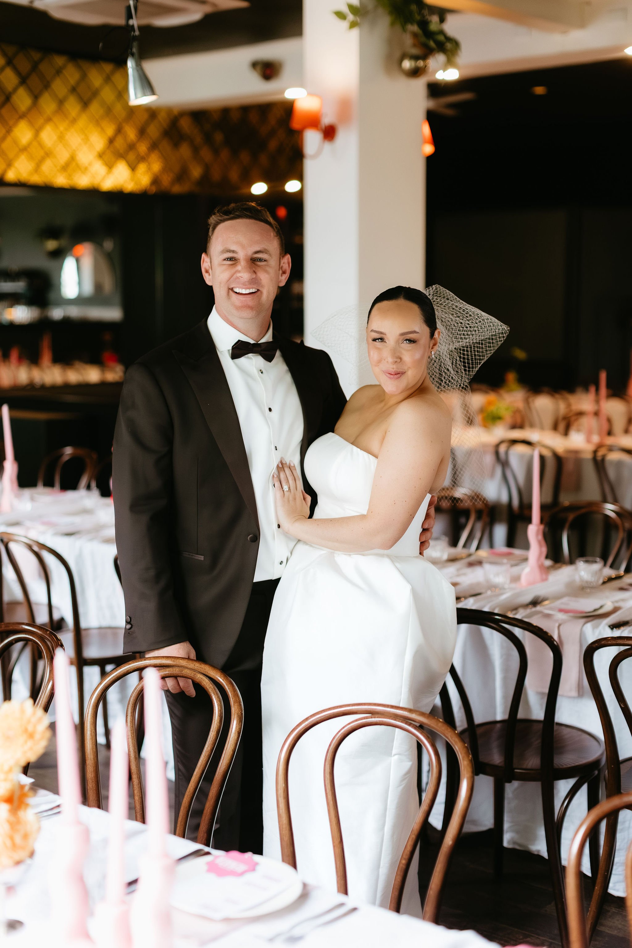 Matt and Erin celebrating at Panama Dining Room.