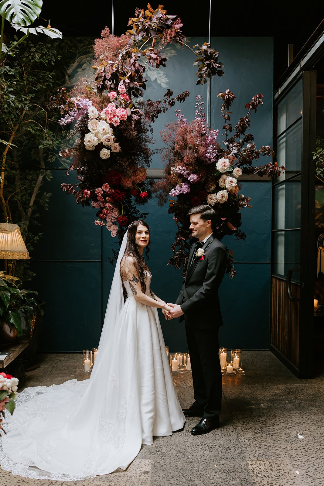 Maddy and Tom during their wedding ceremony vows