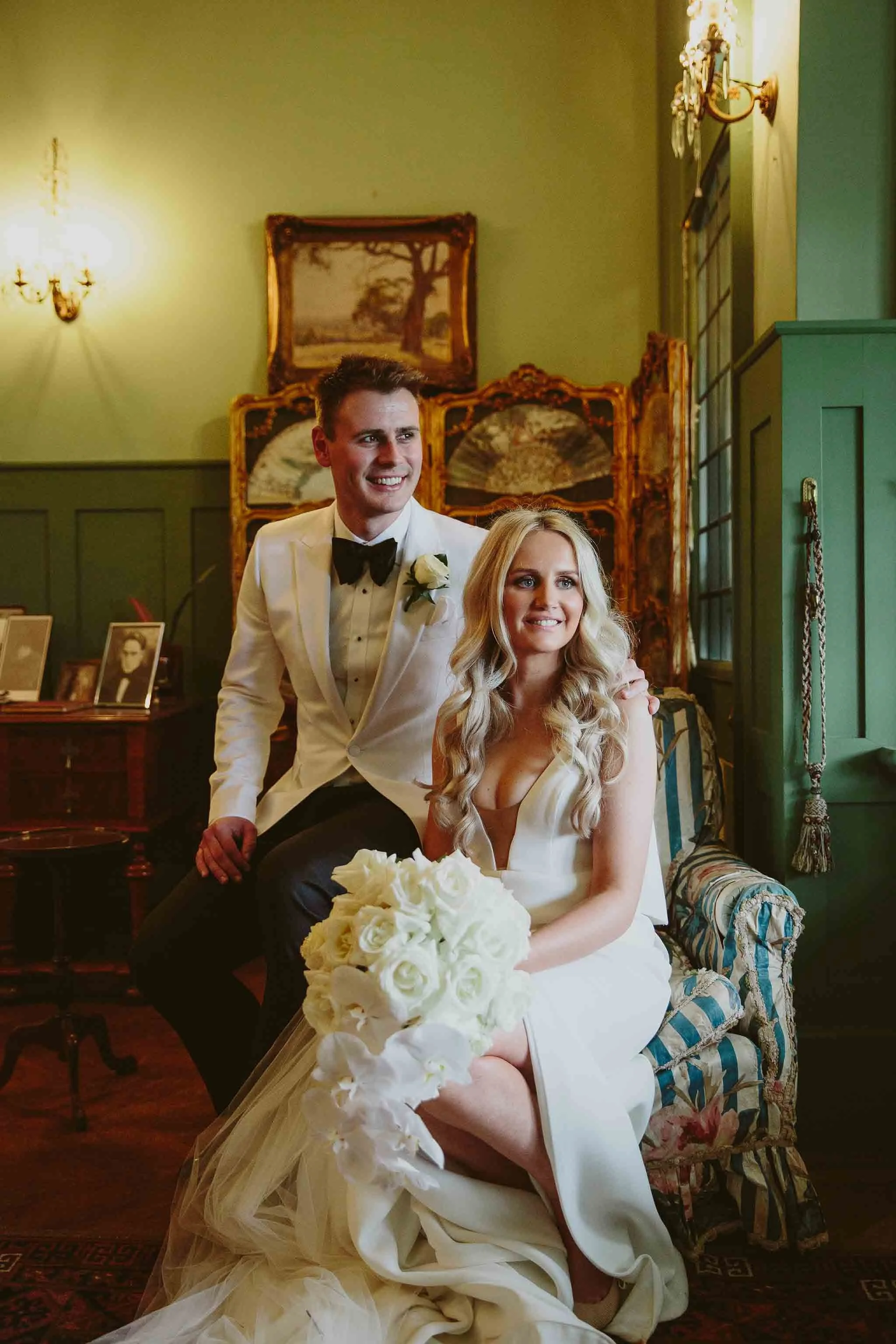 Bride and Groom at Coombe Yarra Valley having a moment together inside after the ceremony