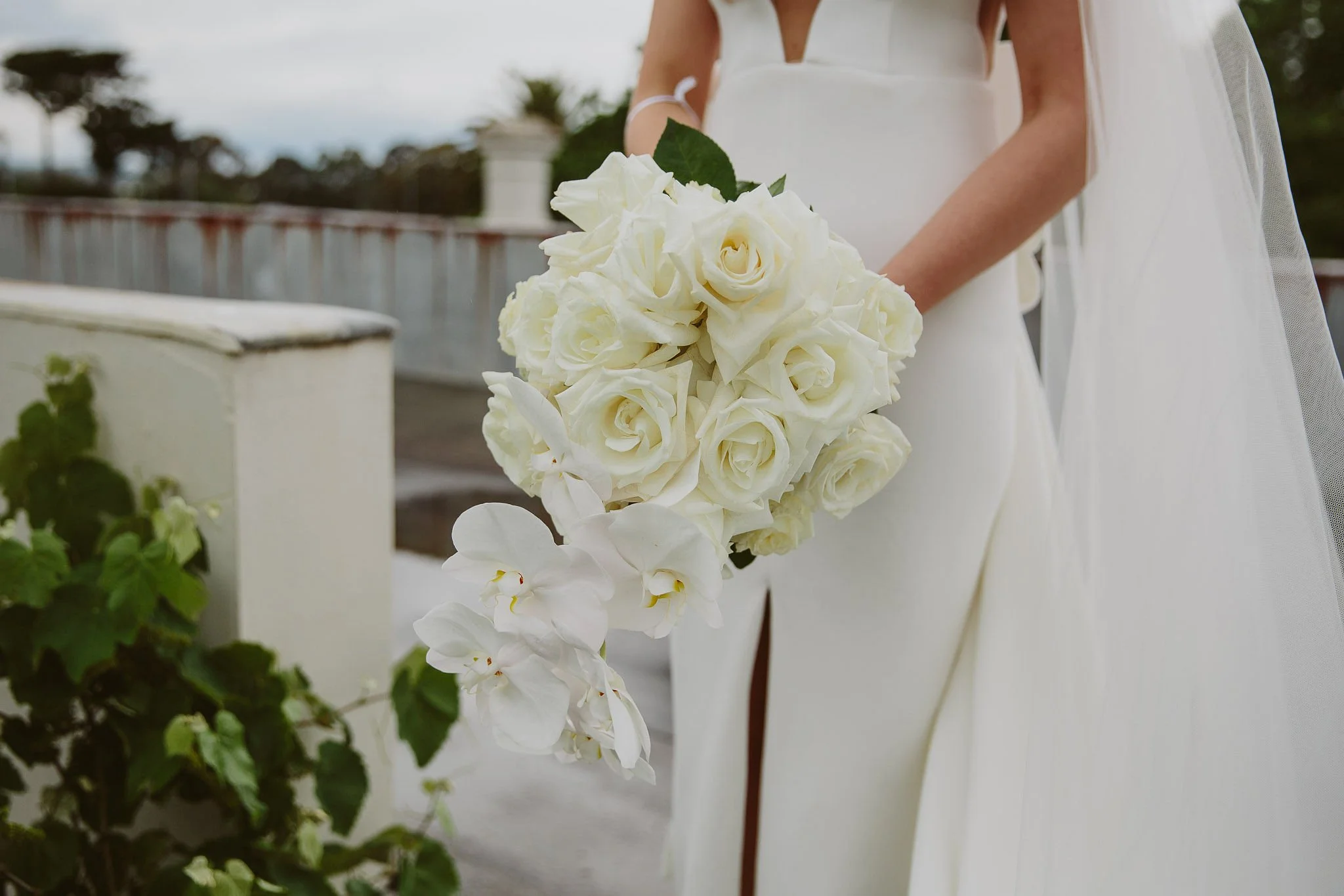 Veronica's beautiful all white flower bouquet at Coombe Yarra Valley