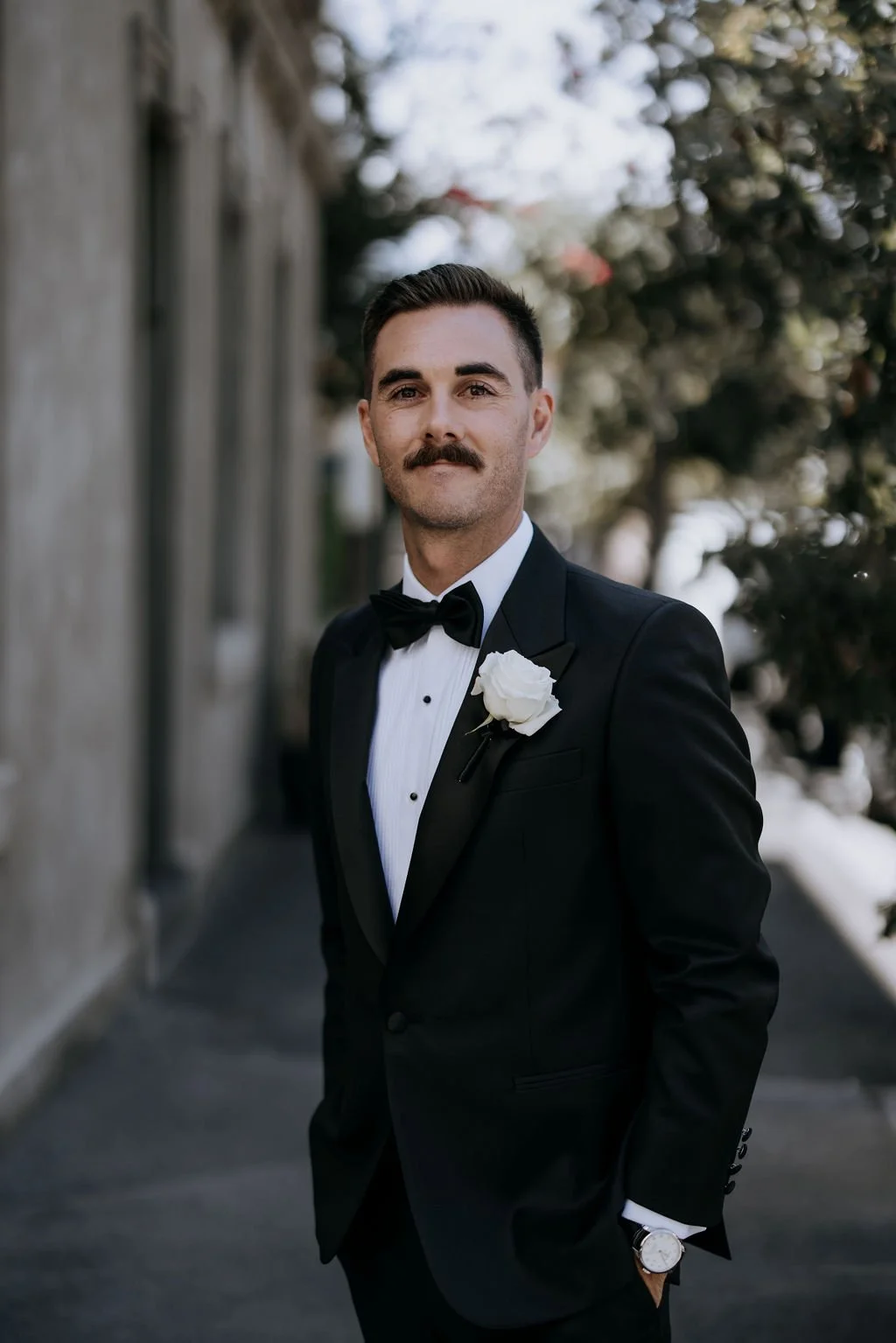 Groom portrait before Butler Lane wedding ceremony
