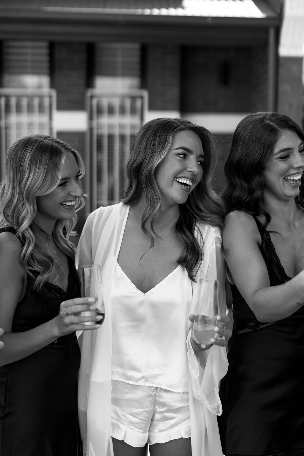 Bridesmaids in black and white photo at Butler Lane