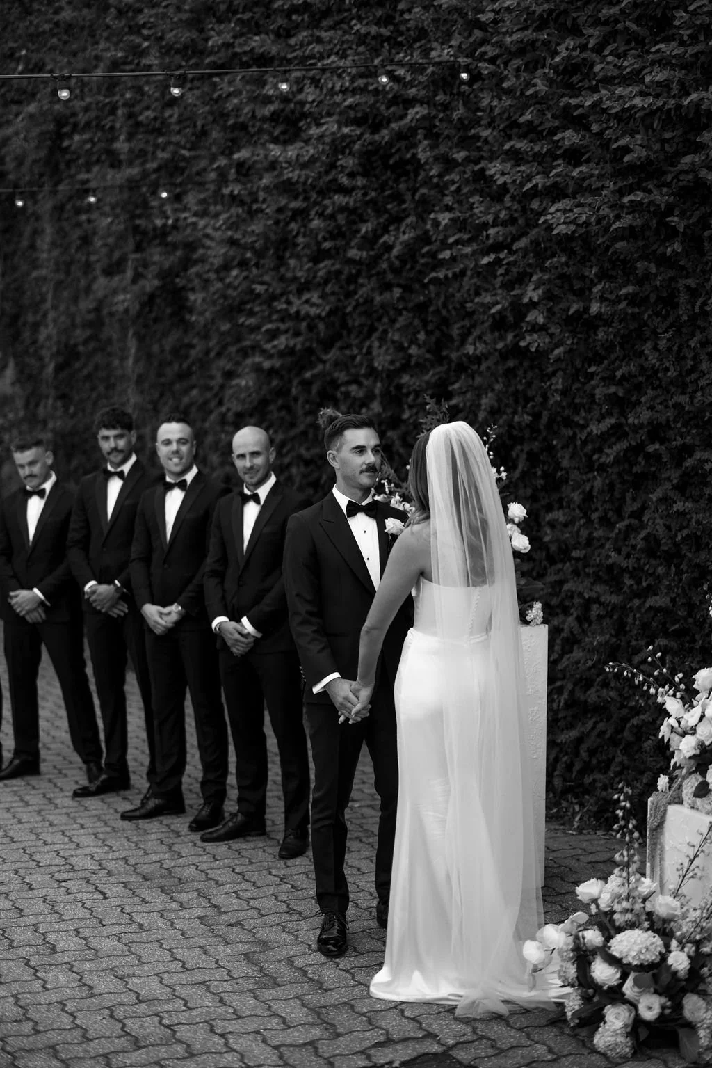 Black and white photo of Butler Lane wedding ceremony