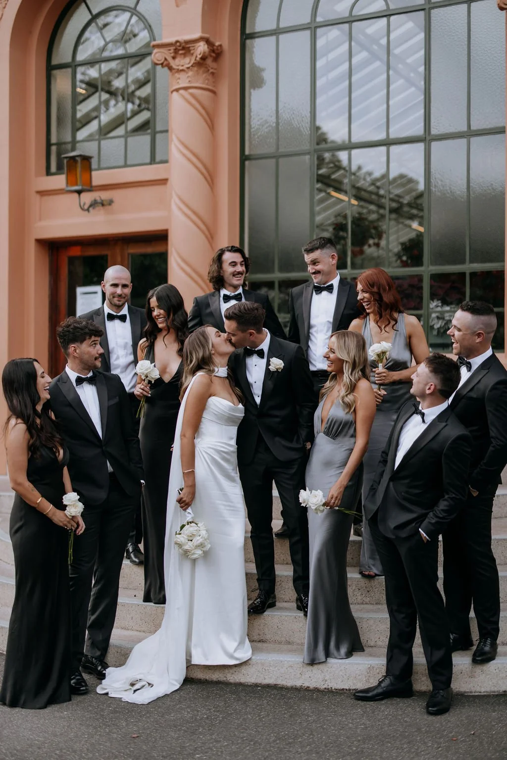 Bridal party group photo at Fitzroy Gardens, Melbourne