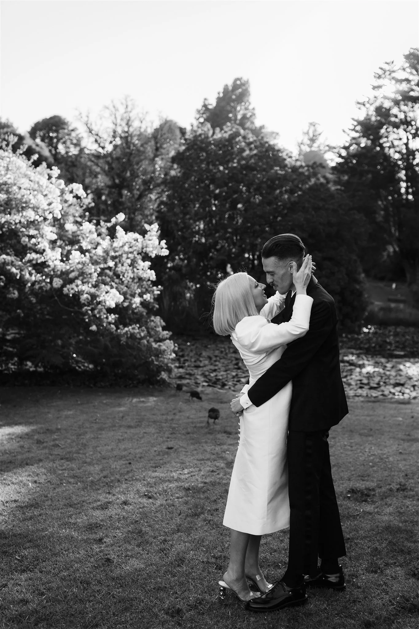 Bride and Groom embracing