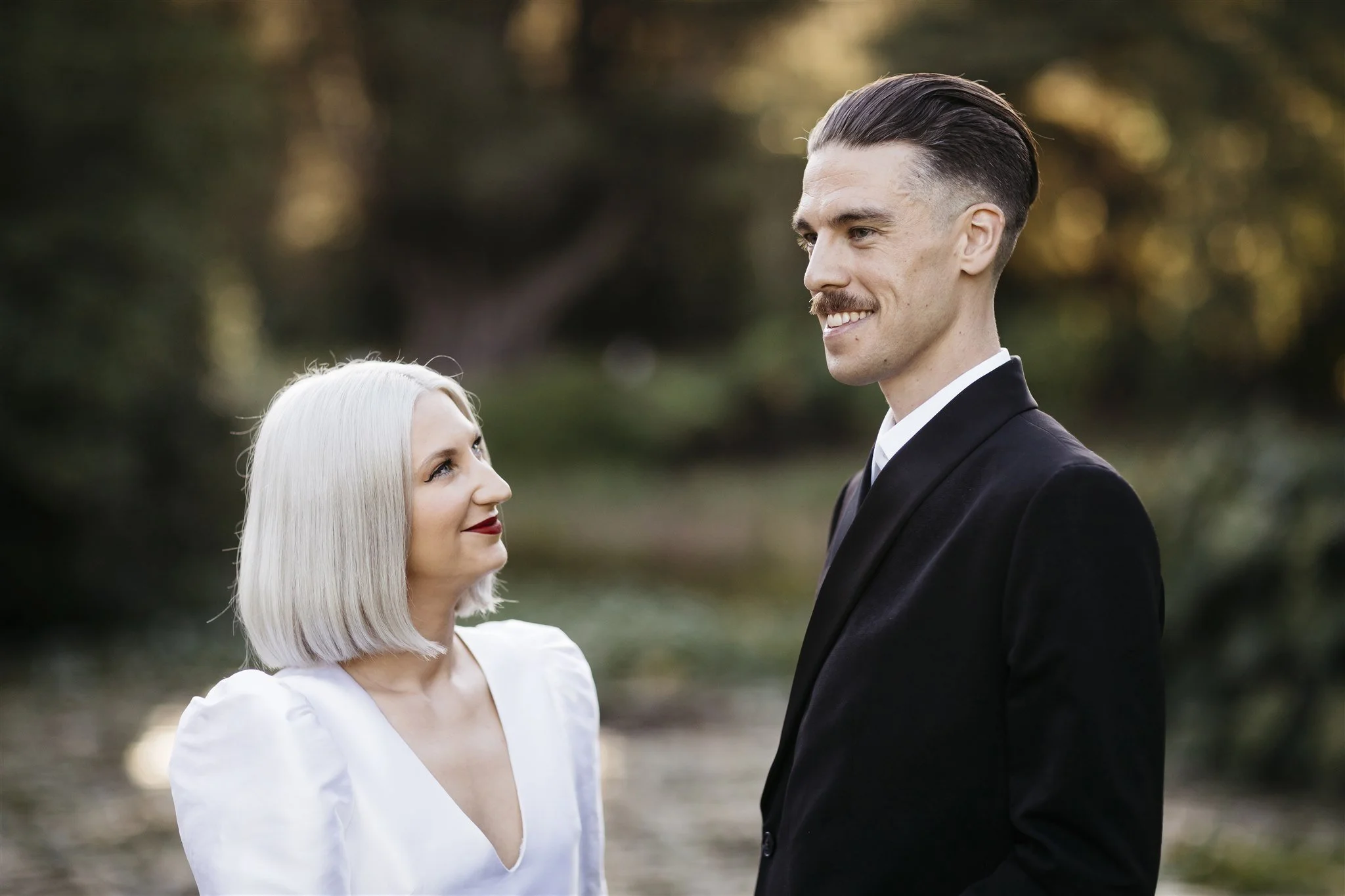 Newlyweds celebrating sunrise wedding at Royal Botanic Gardens, Melbourne