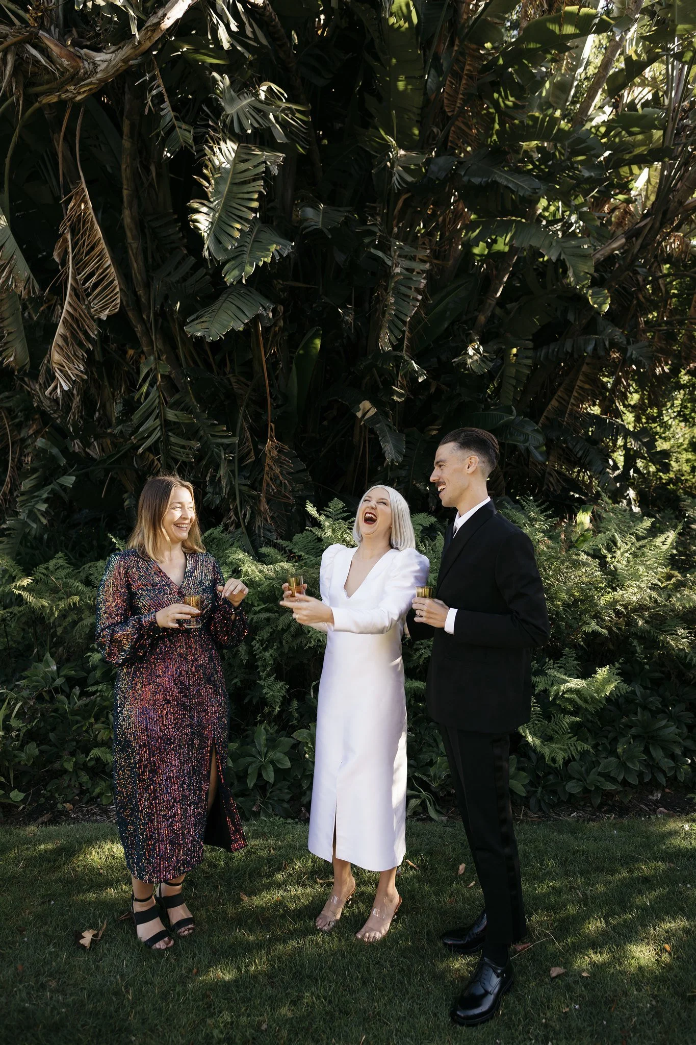 Celebrating with their guest 