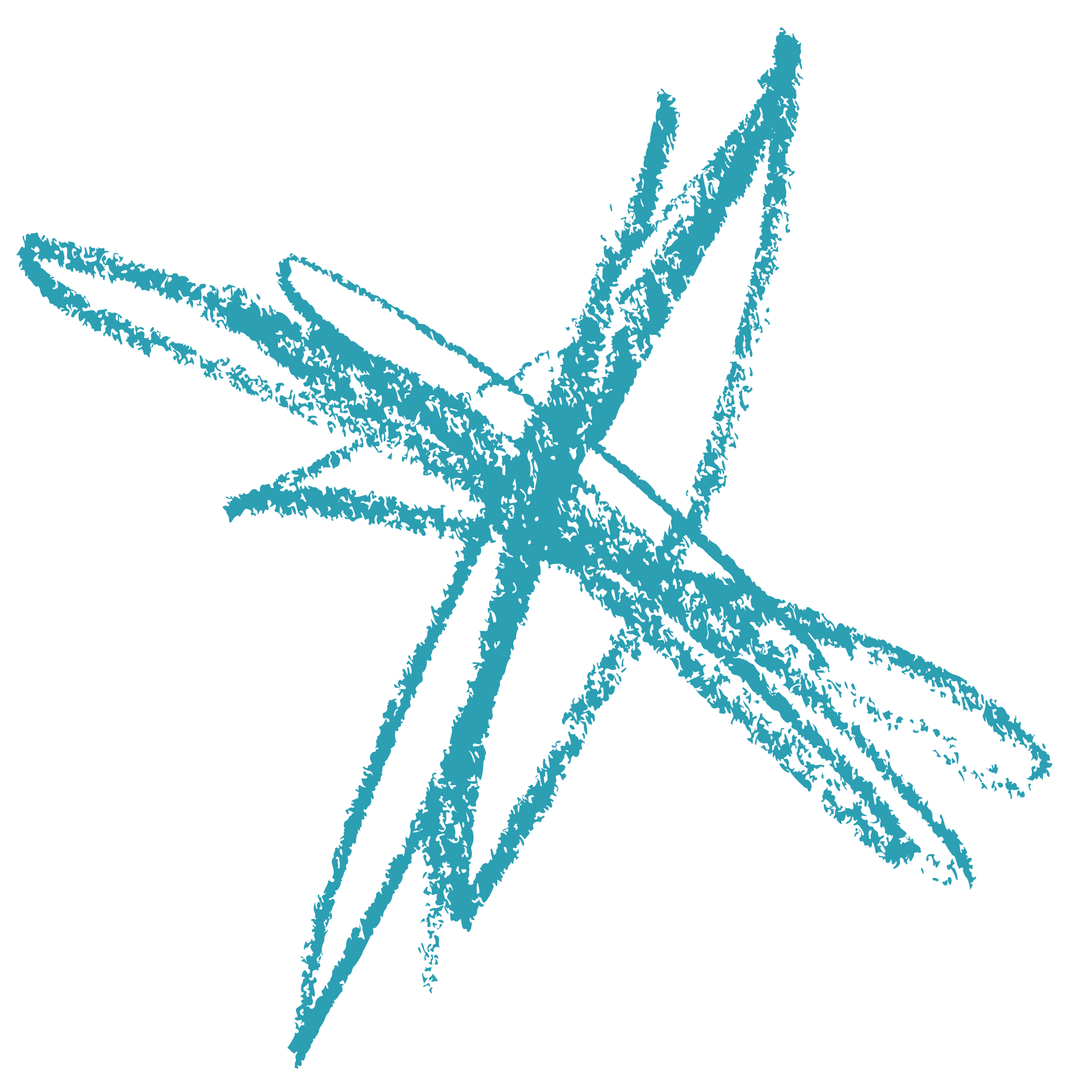 Eine stilisierte Illustration einer Hand, die nach oben zeigt, in Blau auf schwarzem Hintergrund.