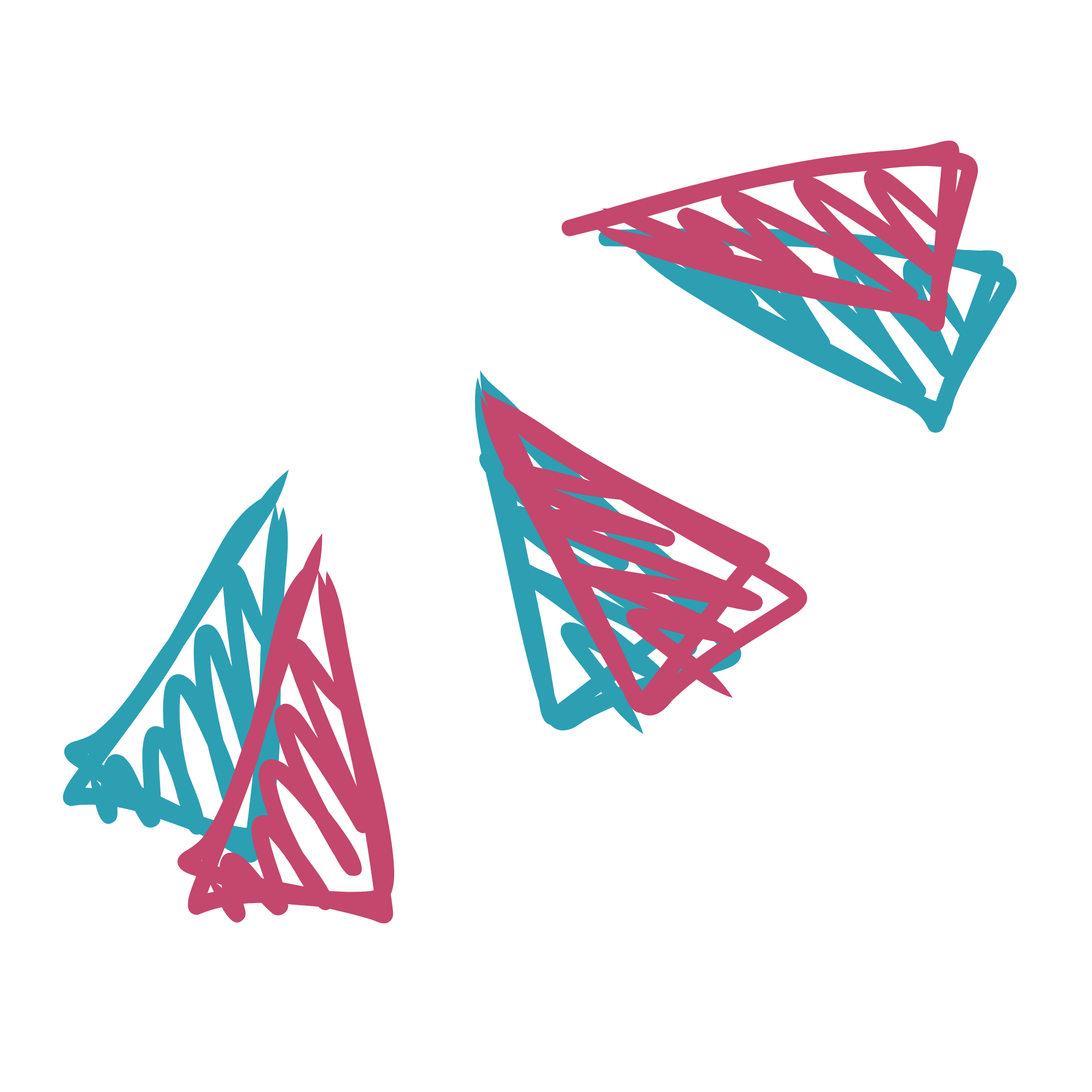 Grafik mit drei Eiscreme-Kegel in Pink, Blau und Hellblau auf schwarzem Hintergrund.