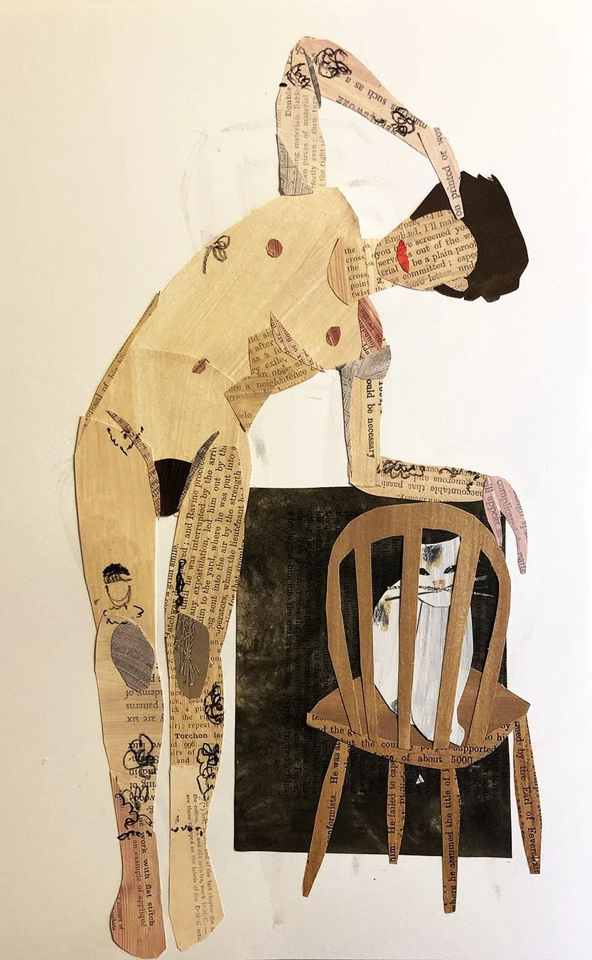 life drawing collage with cat