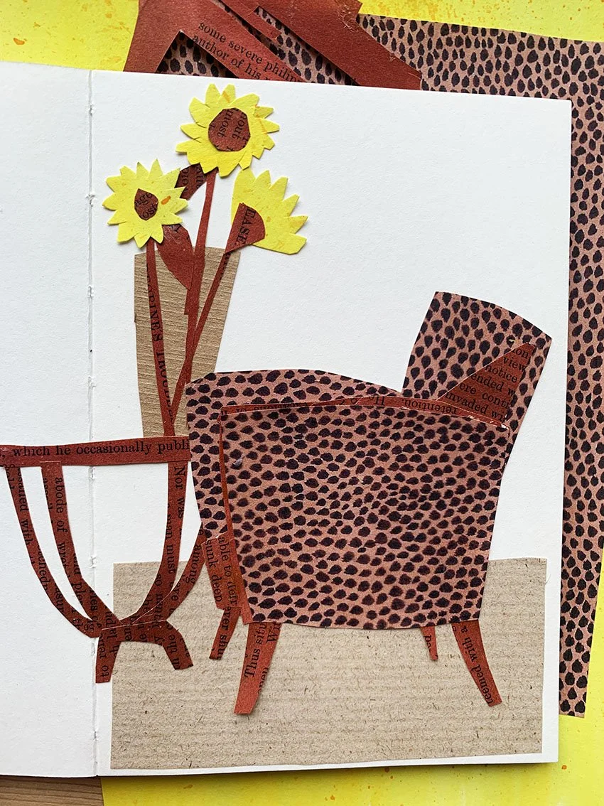 collage leopard print armchair