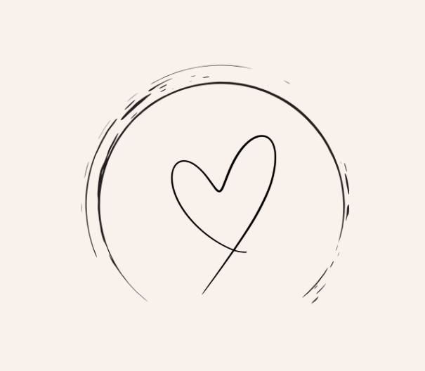 Dessin cœur dans cercle symbole amour lien universel indestructible inconditionnel survivance de l'âme lien défunt deuil amour de soi