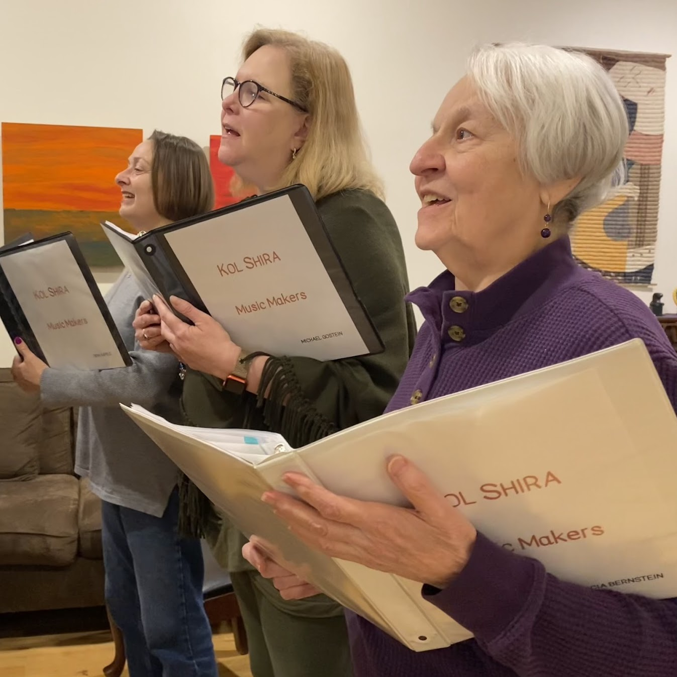 Kol Shira Music Makers singing at a choir rehearsal.