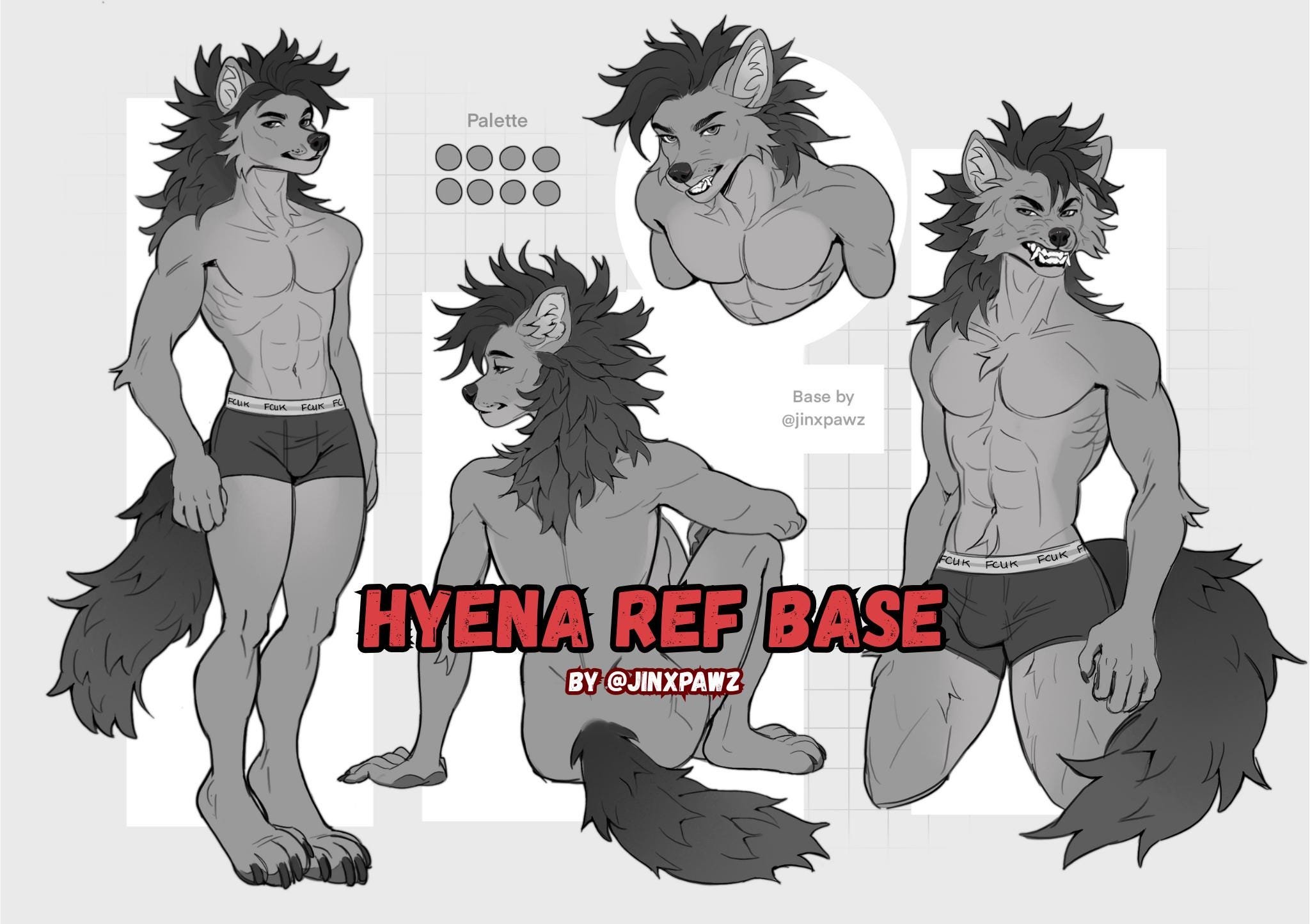 Hyena furry ref sheet base 2025