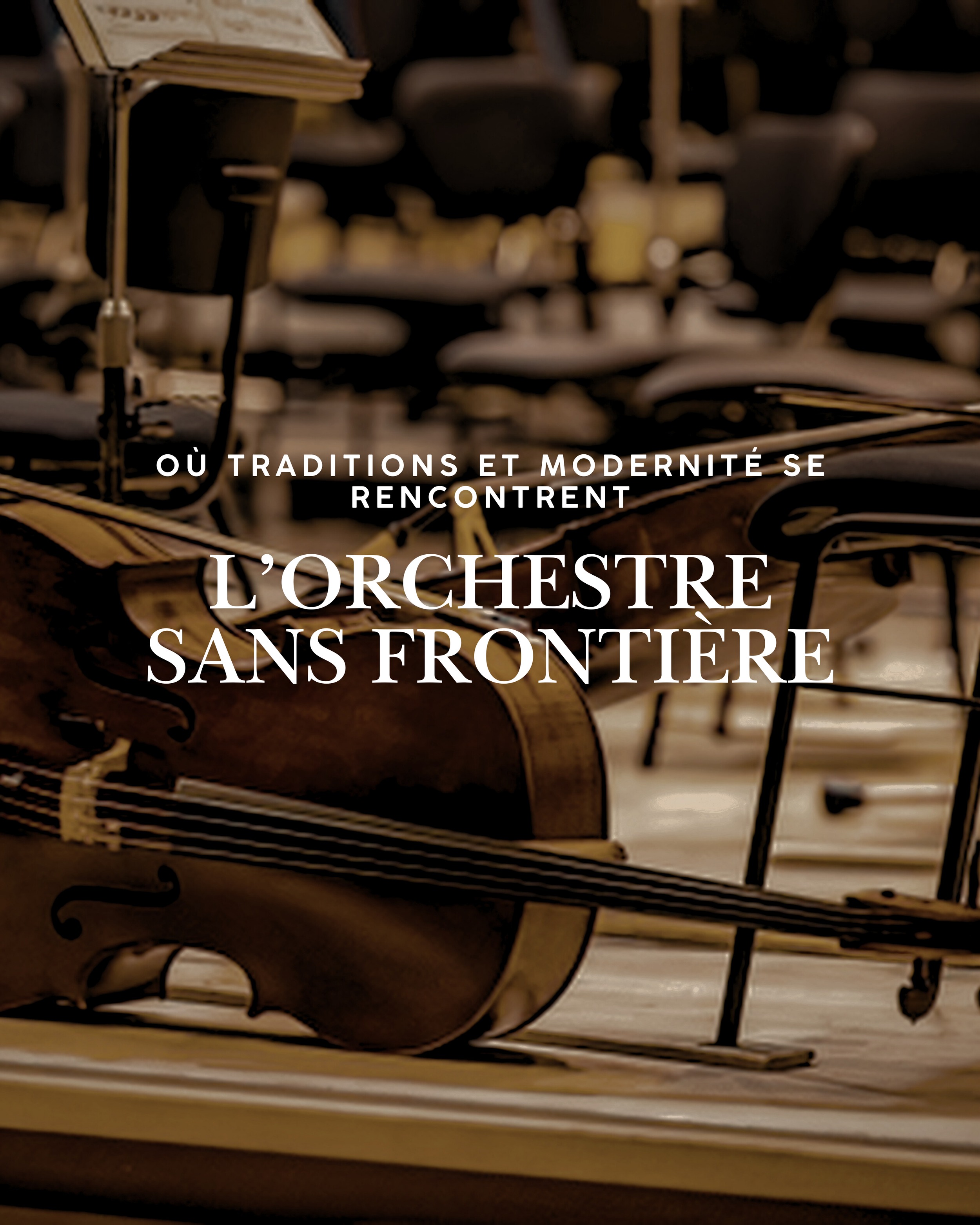 Partition d'un orchestre sans frontières avec des partitions et des instruments de musique.
