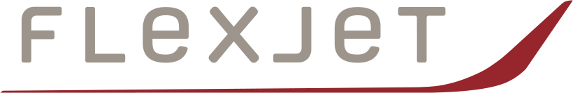 Flexjet logo with stylized swoosh underneath