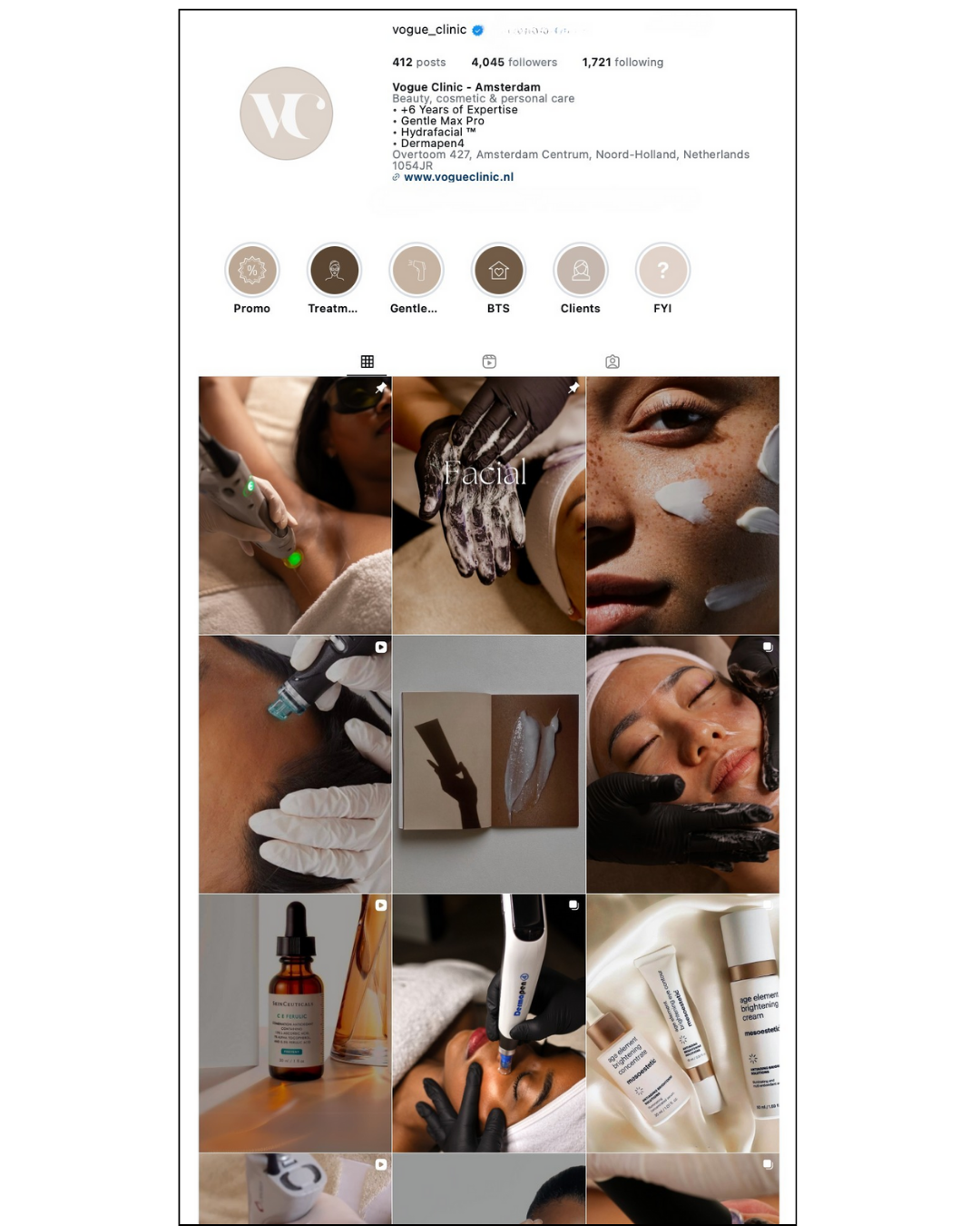 Aesthetic clinic photo content created for social media marketing and targeted advertising of laser and facial treatments in the Netherlands