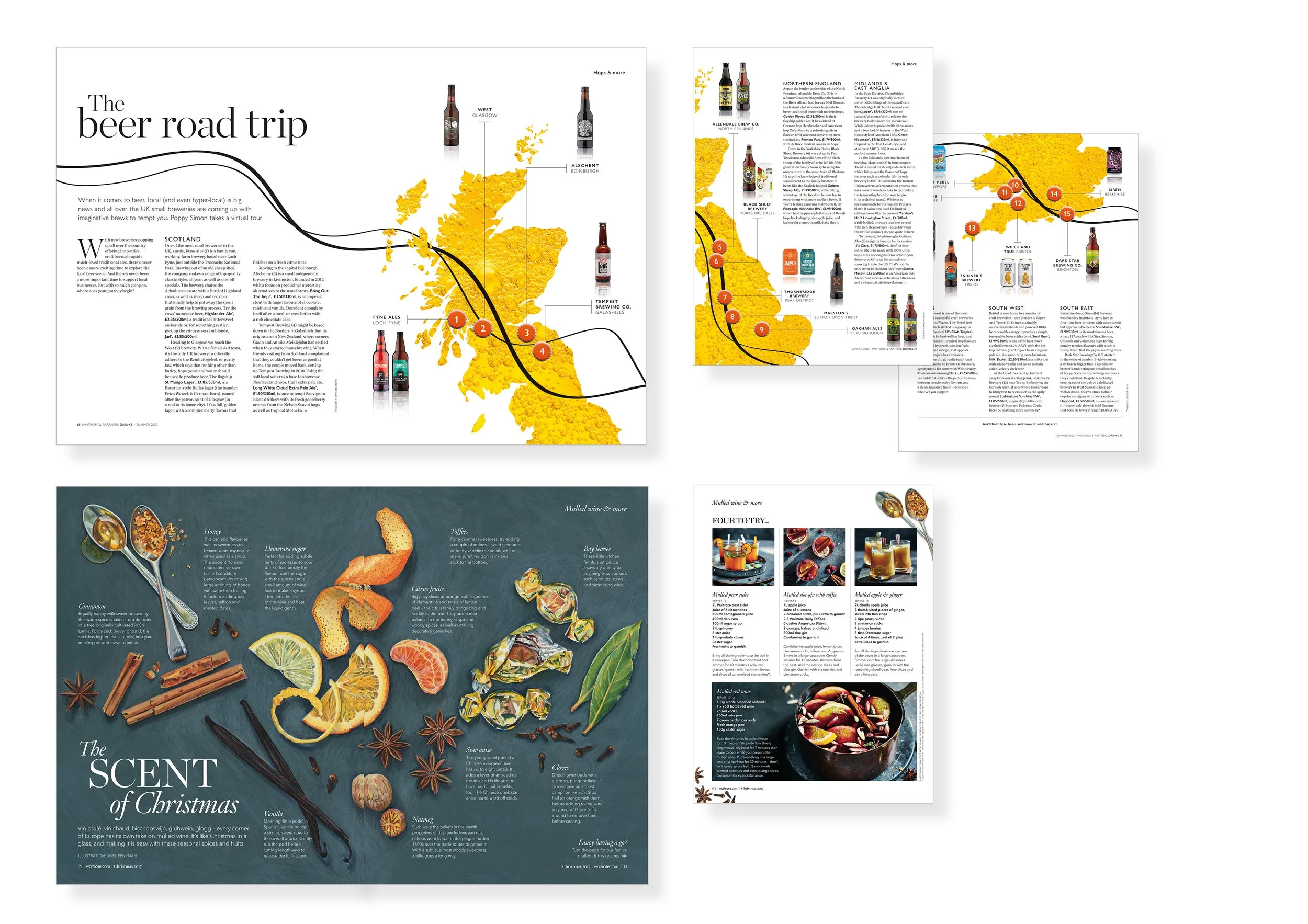 Layouts for Waitrose Drinks magazine