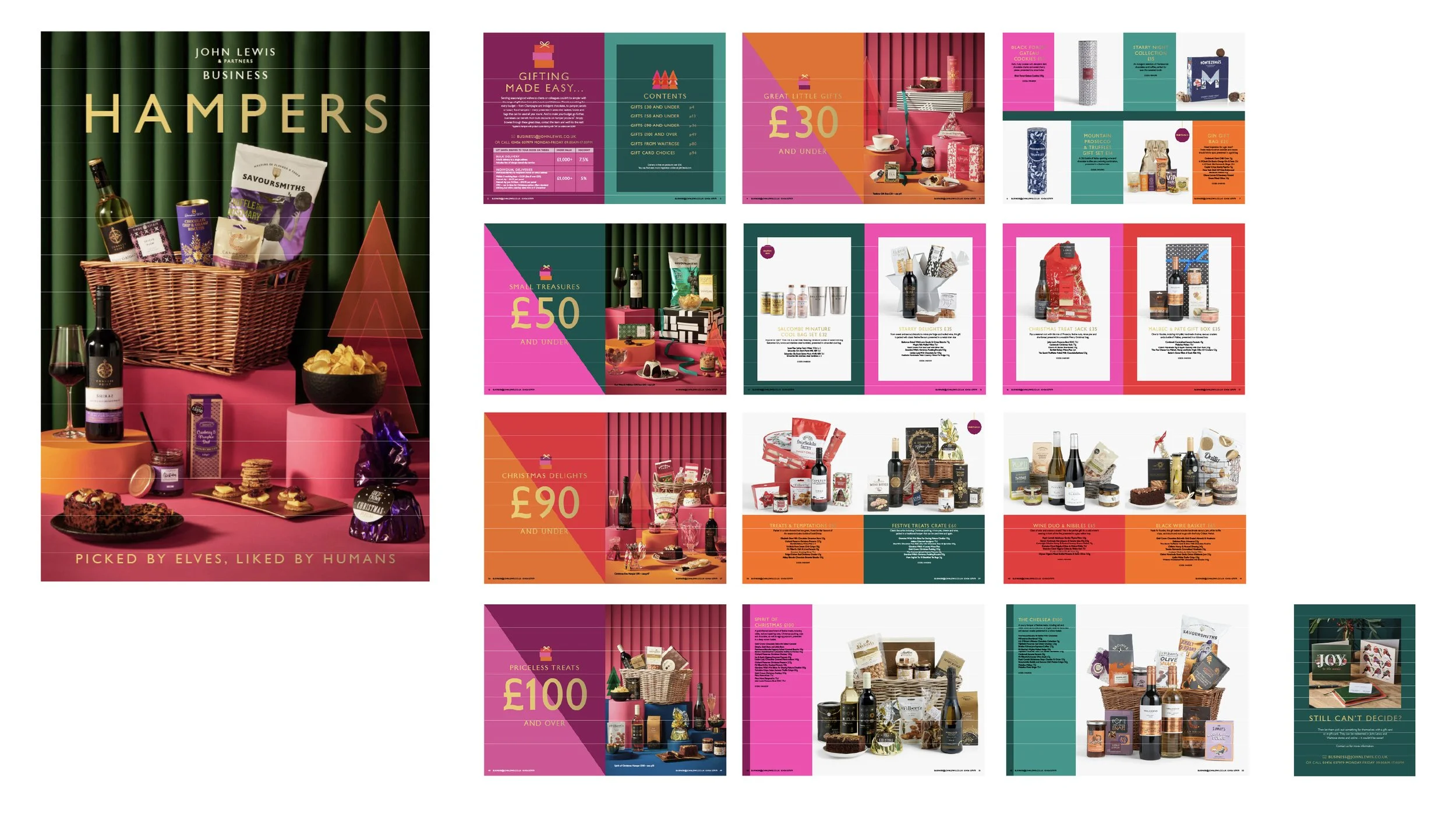 Layouts for John Lewis hampers brochure