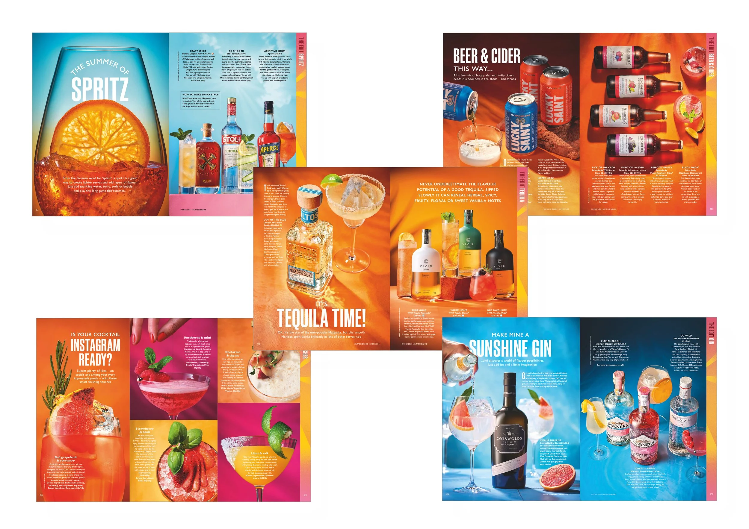 Layout & shoot art direction for the sponsored advertorial section of Waitrose Drinks magazine summer