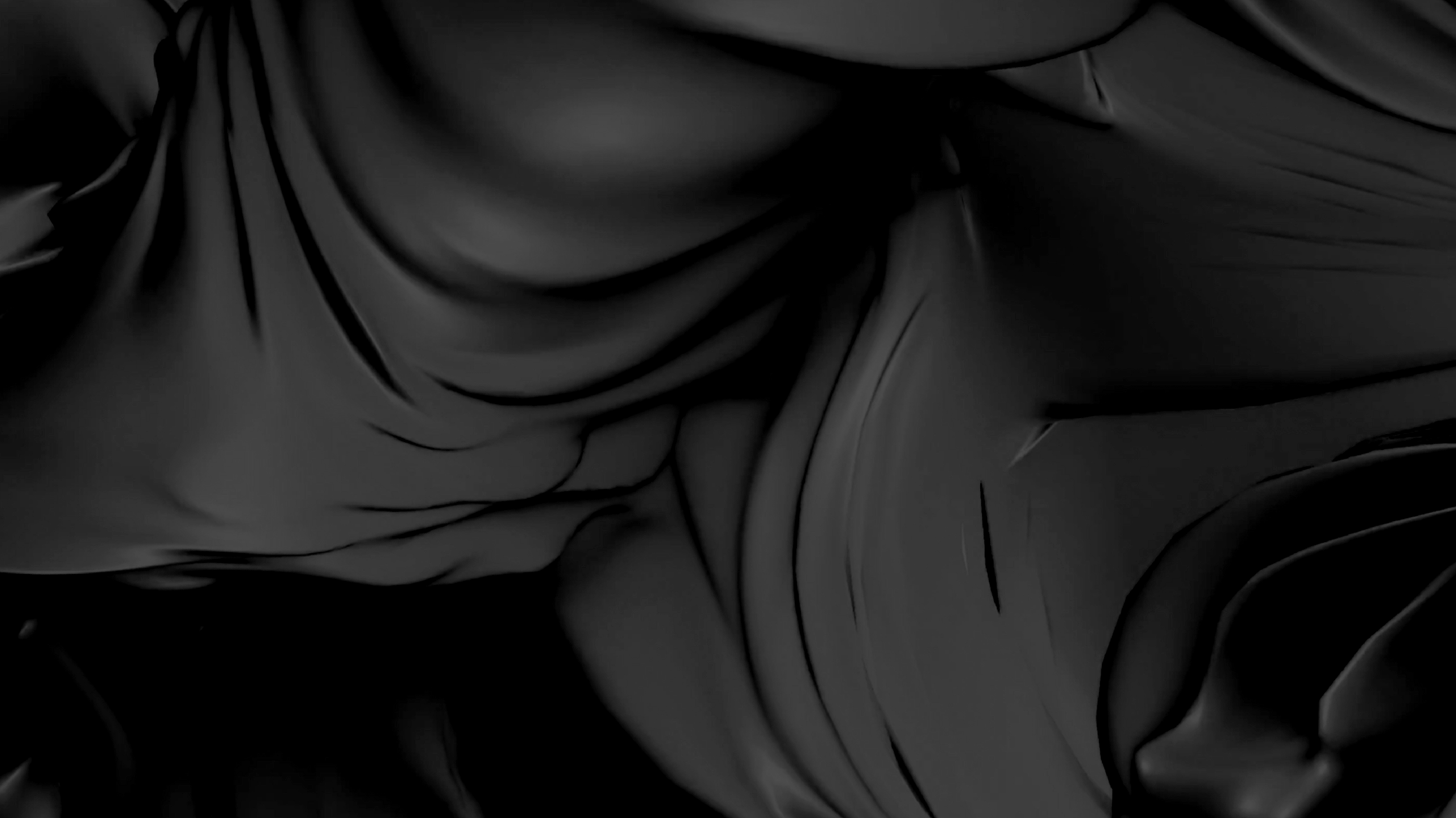 Abstract black and gray swirling patterns and folds, creating a flowing, textured appearance.