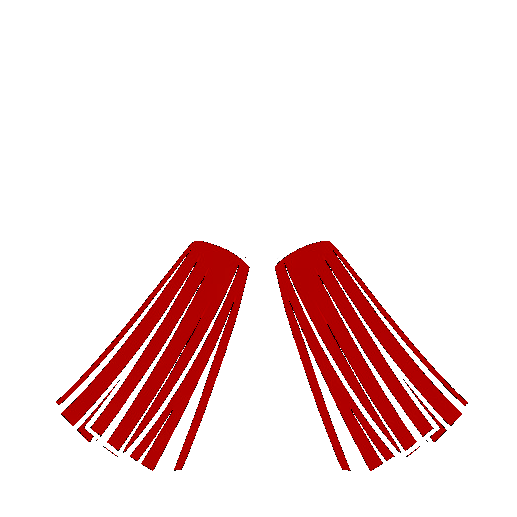 Two red tassels hanging from white cords against a black background.