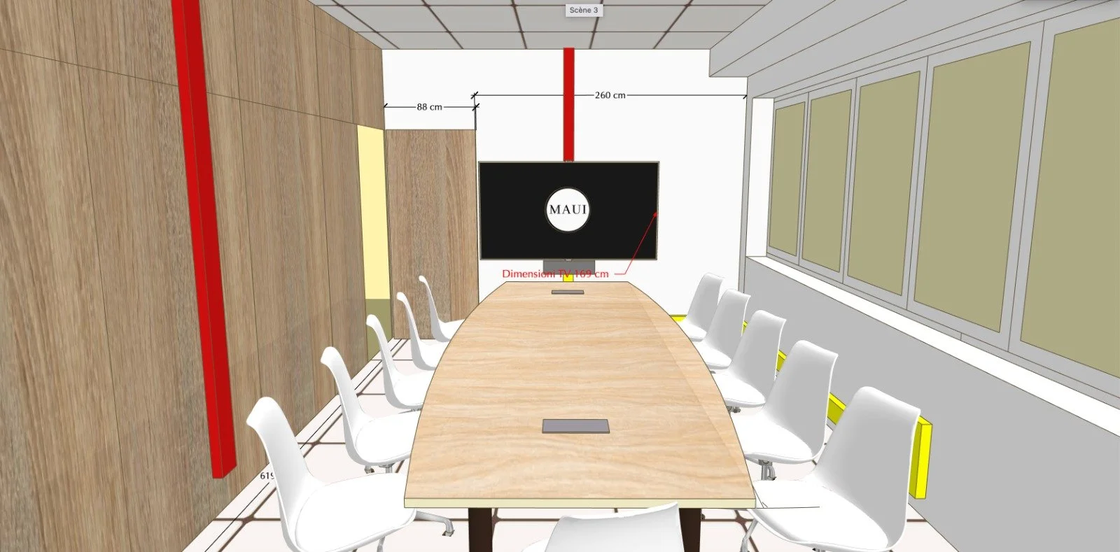 Render progetto Sala Conference 