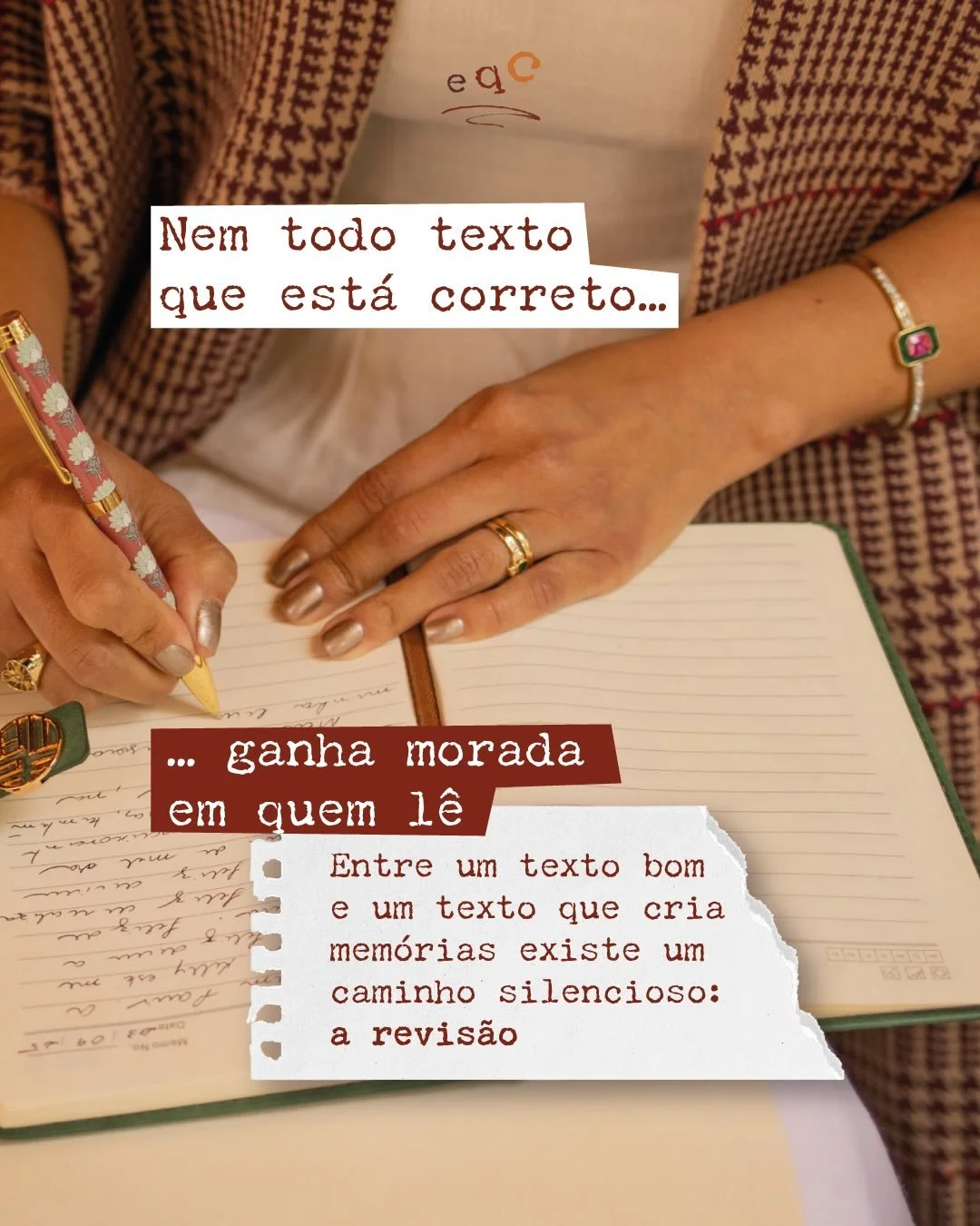 Um texto pode estar gramaticalmente perfeito e, ainda assim, n&atilde;o tocar cora&ccedil;&otilde;es. A revis&atilde;o que eu acredito vai al&eacute;m da gram&aacute;tica: ela organiza a casa das ideias, escuta a narrativa com afetividade e abre espa
