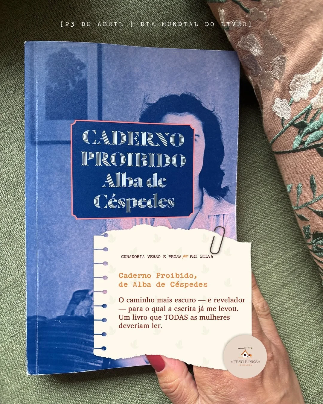 Alguns livros n&atilde;o passam pela nossa vida &mdash; eles ficam. Neste Dia do Livro, escolhi alguns que seguem morando em mim.

23 de abril | Dia Mundial do Livro

#DiaDoLivro #LivrariaVersoEProsa