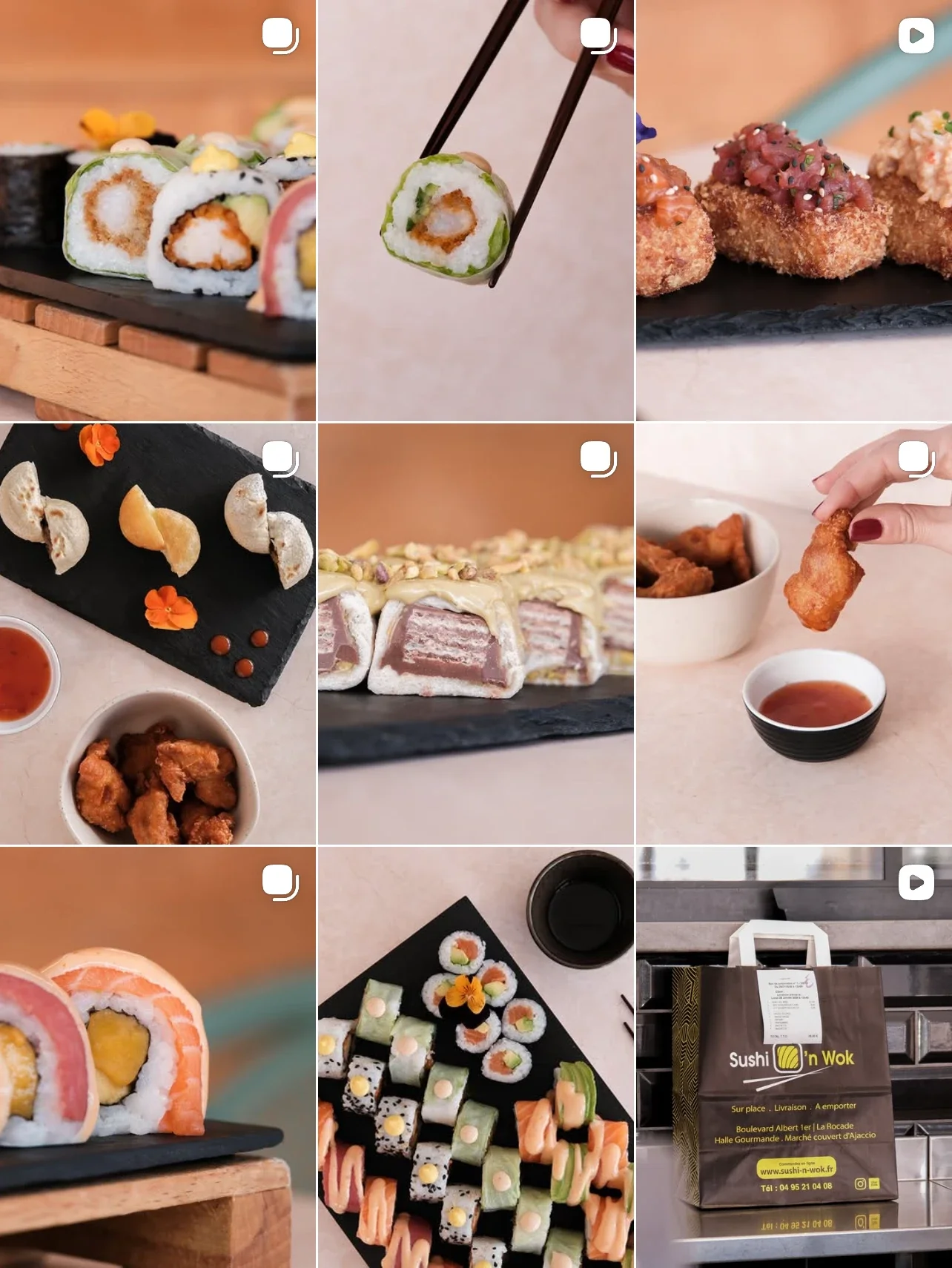 Création de feed instagram, stratégie de communication, shooting photo et video, pour la création de contenus, la gestion et le développement des réseaux sociaux d'un restaurant en Corse, par ZACE - Agence de communication digitale à Corte, en Corse.