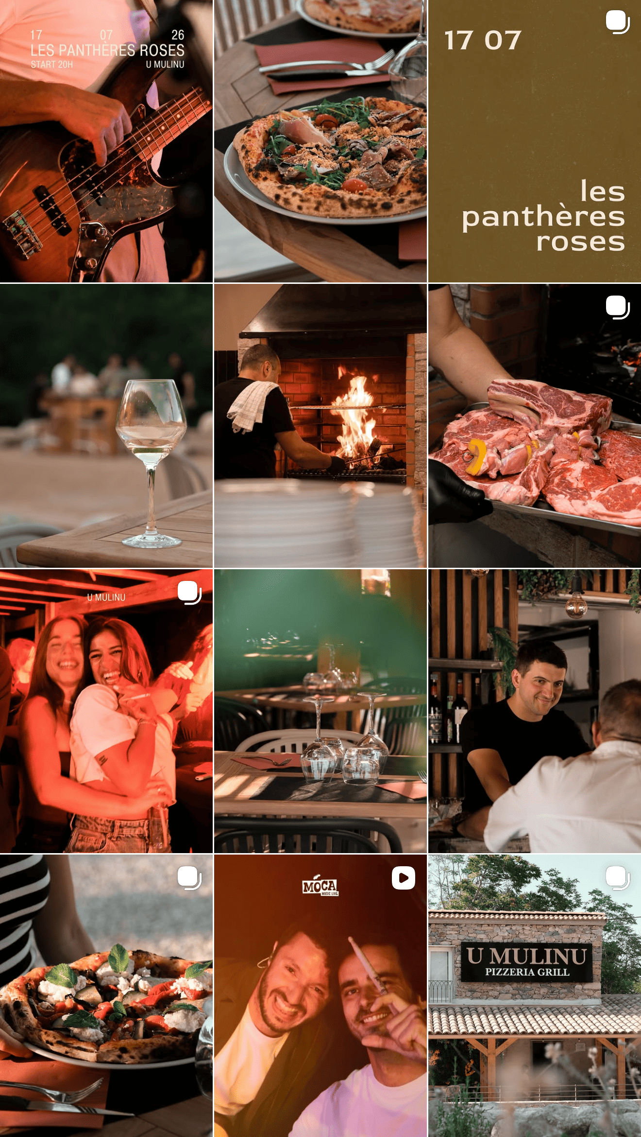 Création de feed instagram, stratégie de communication, shooting photo et video, pour la création de contenus, la gestion et le développement des réseaux sociaux d'un restaurant en Corse, par ZACE - Agence de communication digitale à Corte, en Corse.