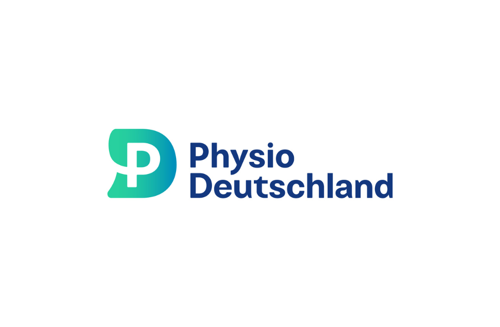 Logo von Physio Deutschland mit einem stilisierten 'P' in Blau-Türkis-Farbverlauf.