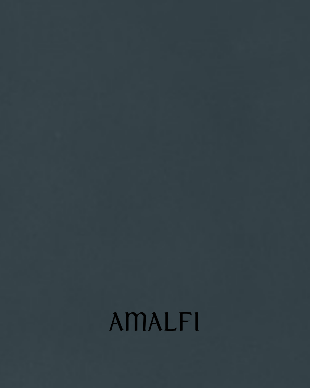 Cabinet color in Dark gray  with the word 'AMALFI' in black text near the bottom center.