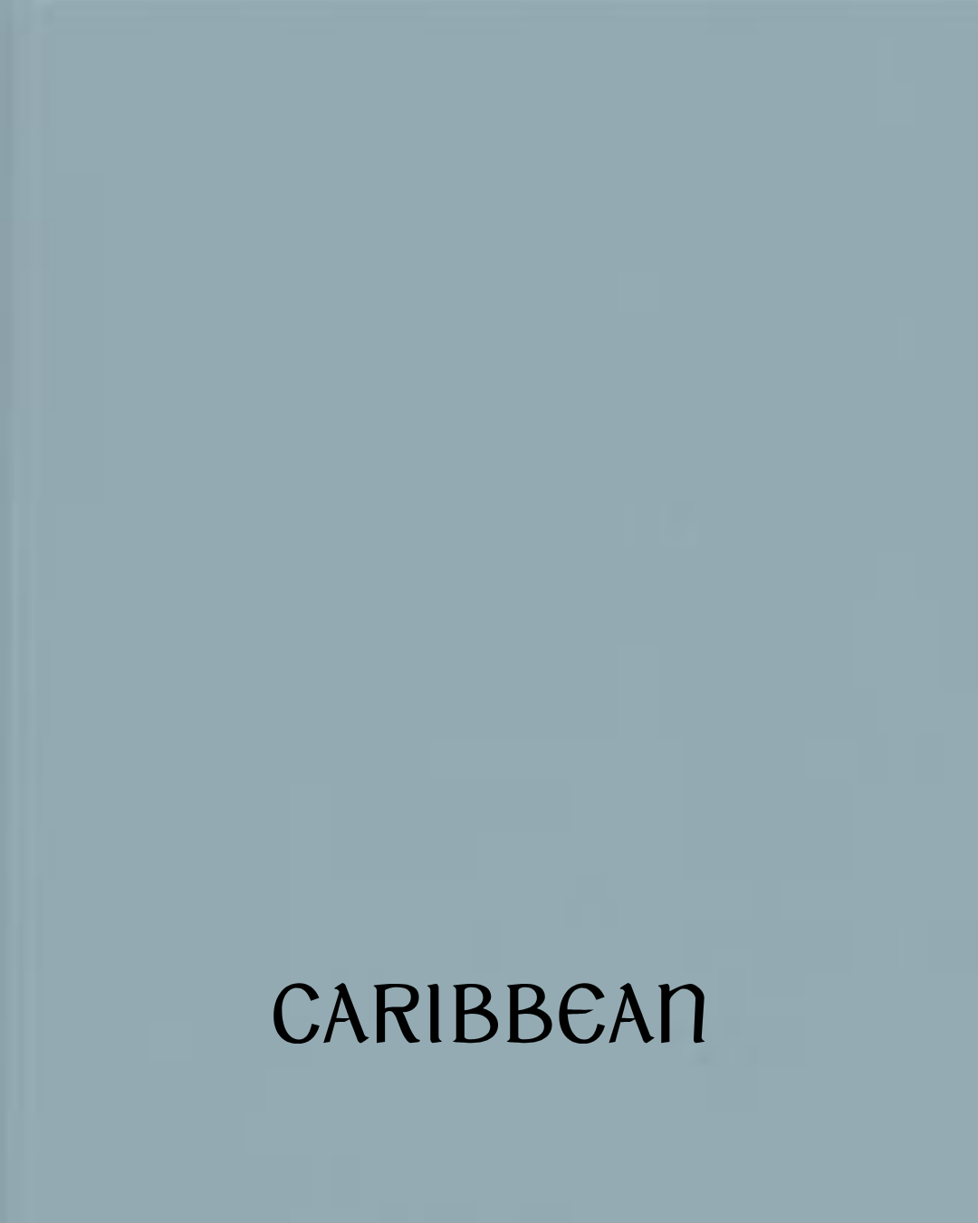 Cabinet color in light blue, titled 'Caribbean' in black text at the bottom.